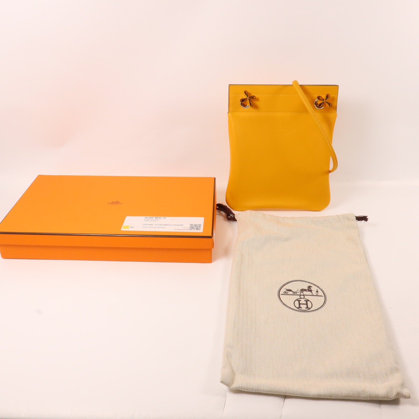 HERMES Swift皮革Aline Mini肩背袋Jaune d'Or