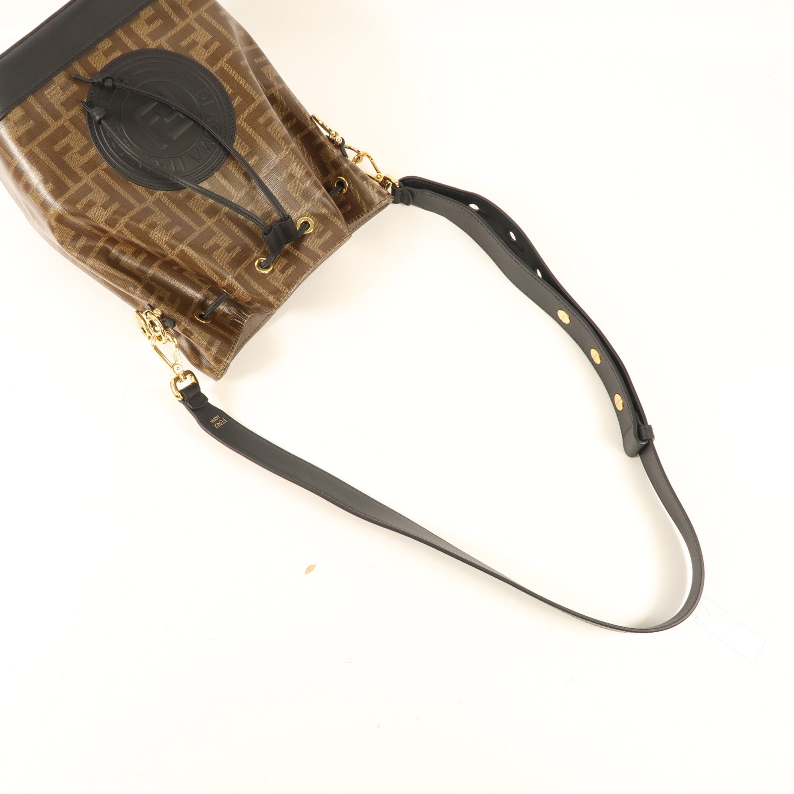 FENDI 塗層帆布MON TRESOR金扣肩背袋