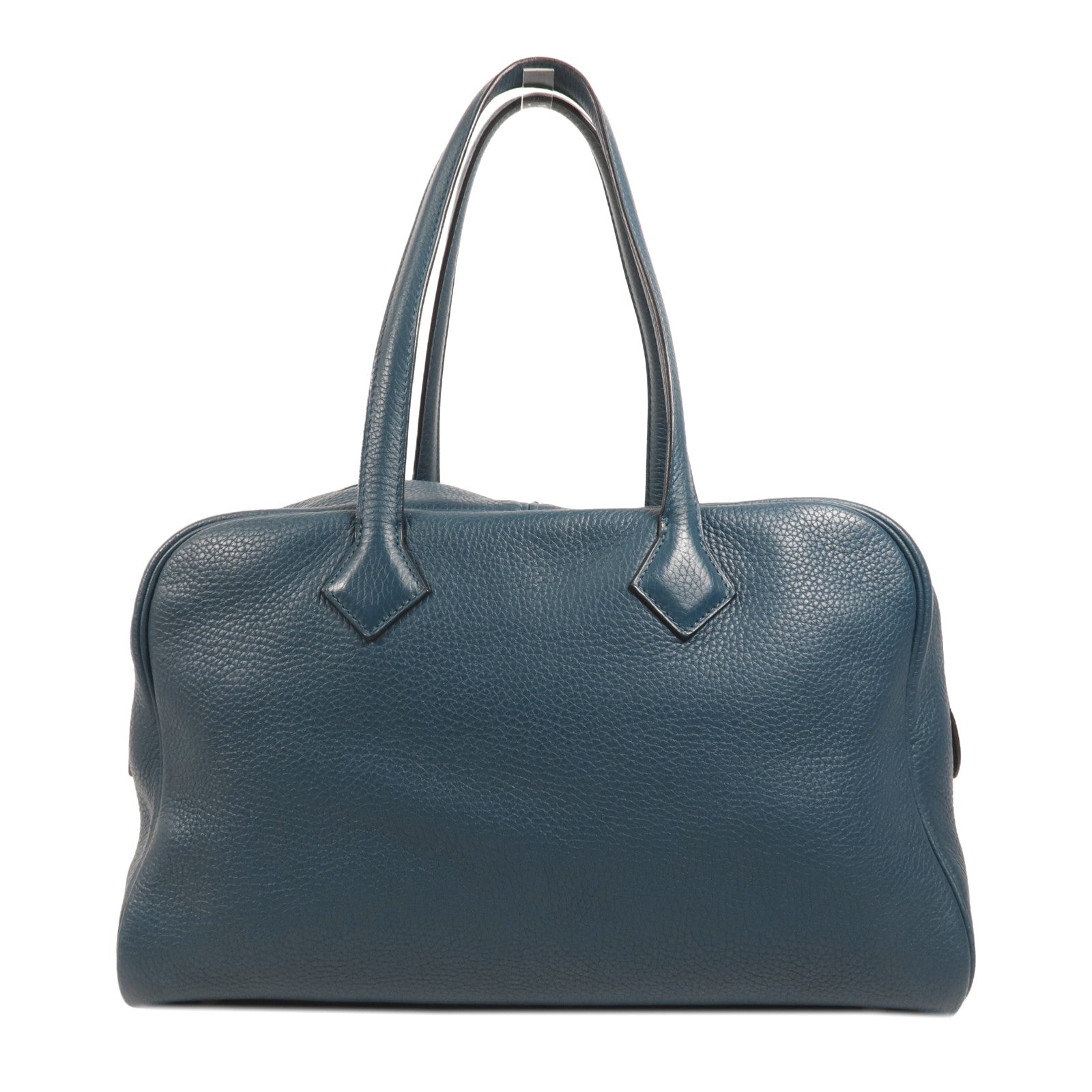 HERMES Clemence皮革Victoria 35銀扣手挽袋Cobalt