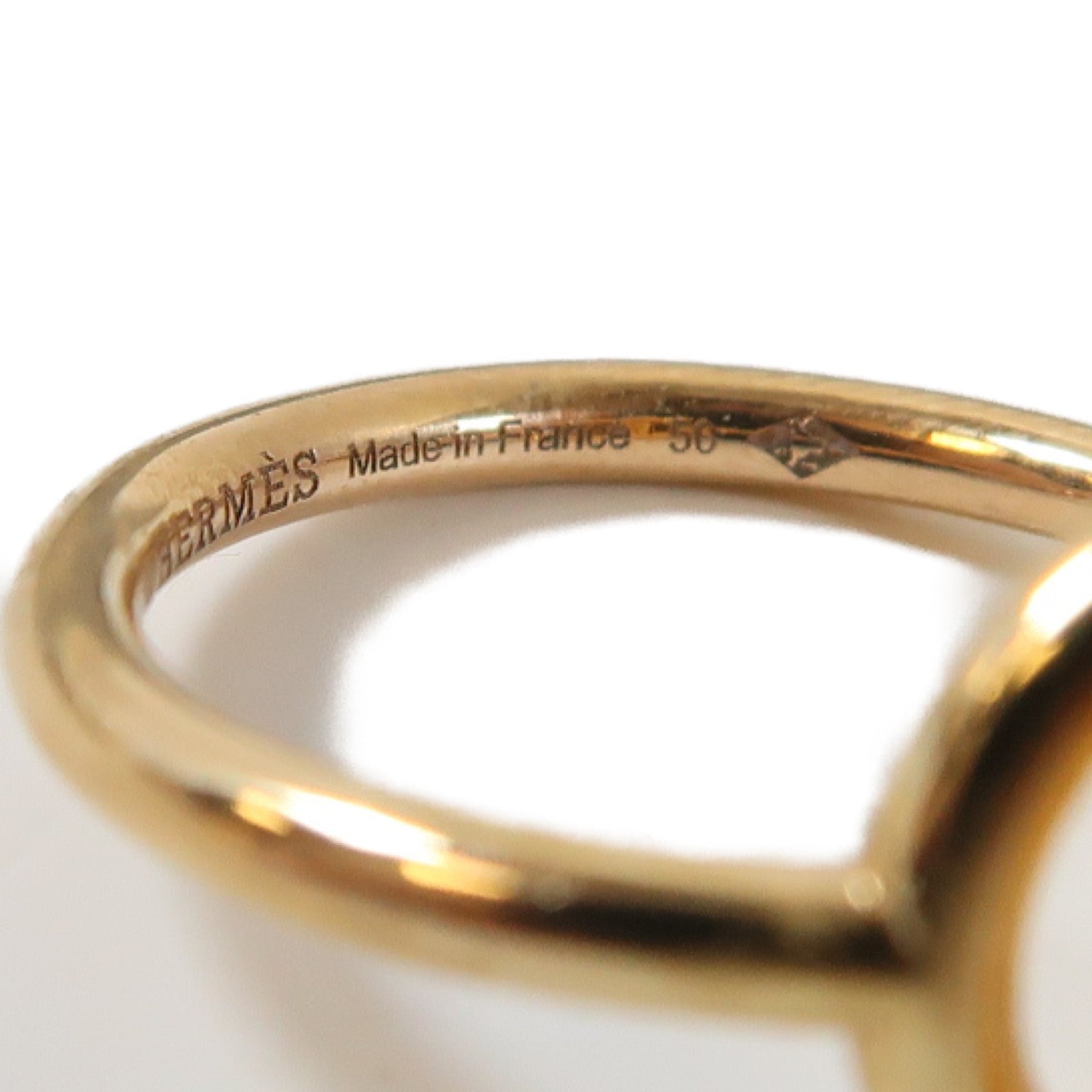 HERMES 18K玫瑰金Echappee Ring 0.07ct鑽石戒指Hermes#50/US#5.5
