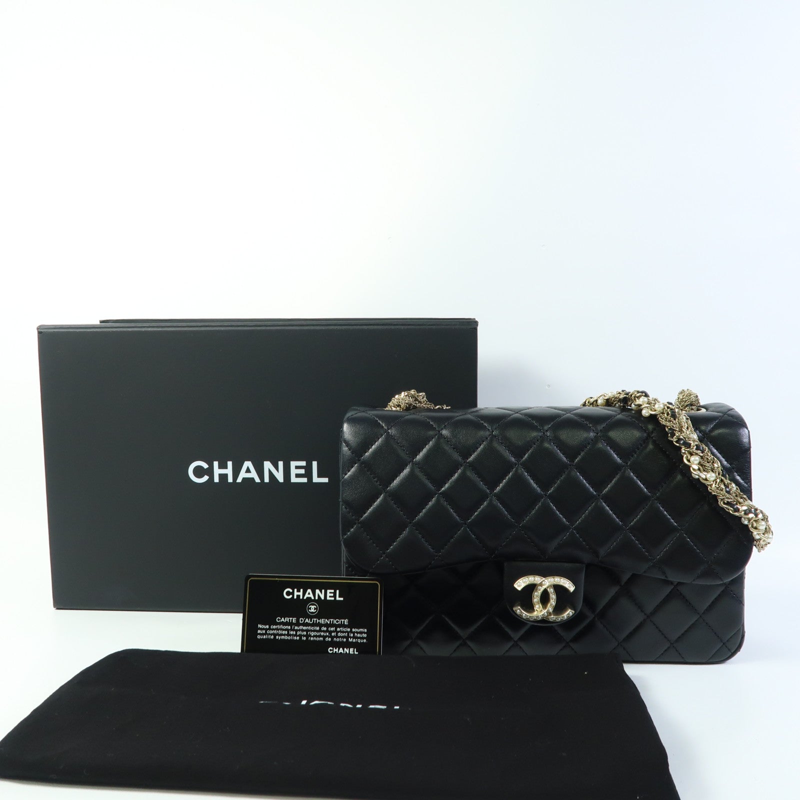 CHANEL 羊皮皮革Chain Shoulder Bag金扣鏈帶肩背袋