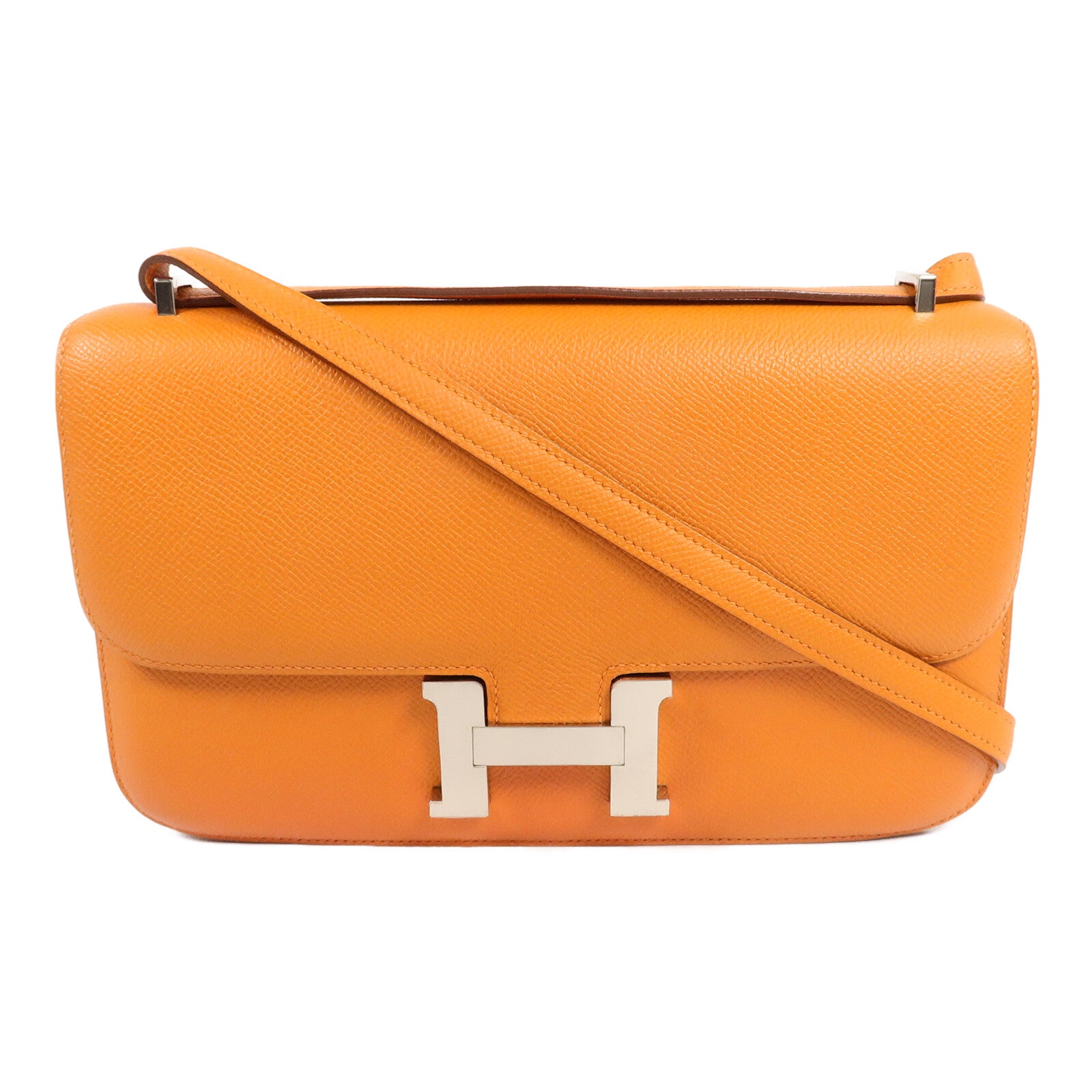 HERMES Epsom皮革Constance Elan肩背袋Orange