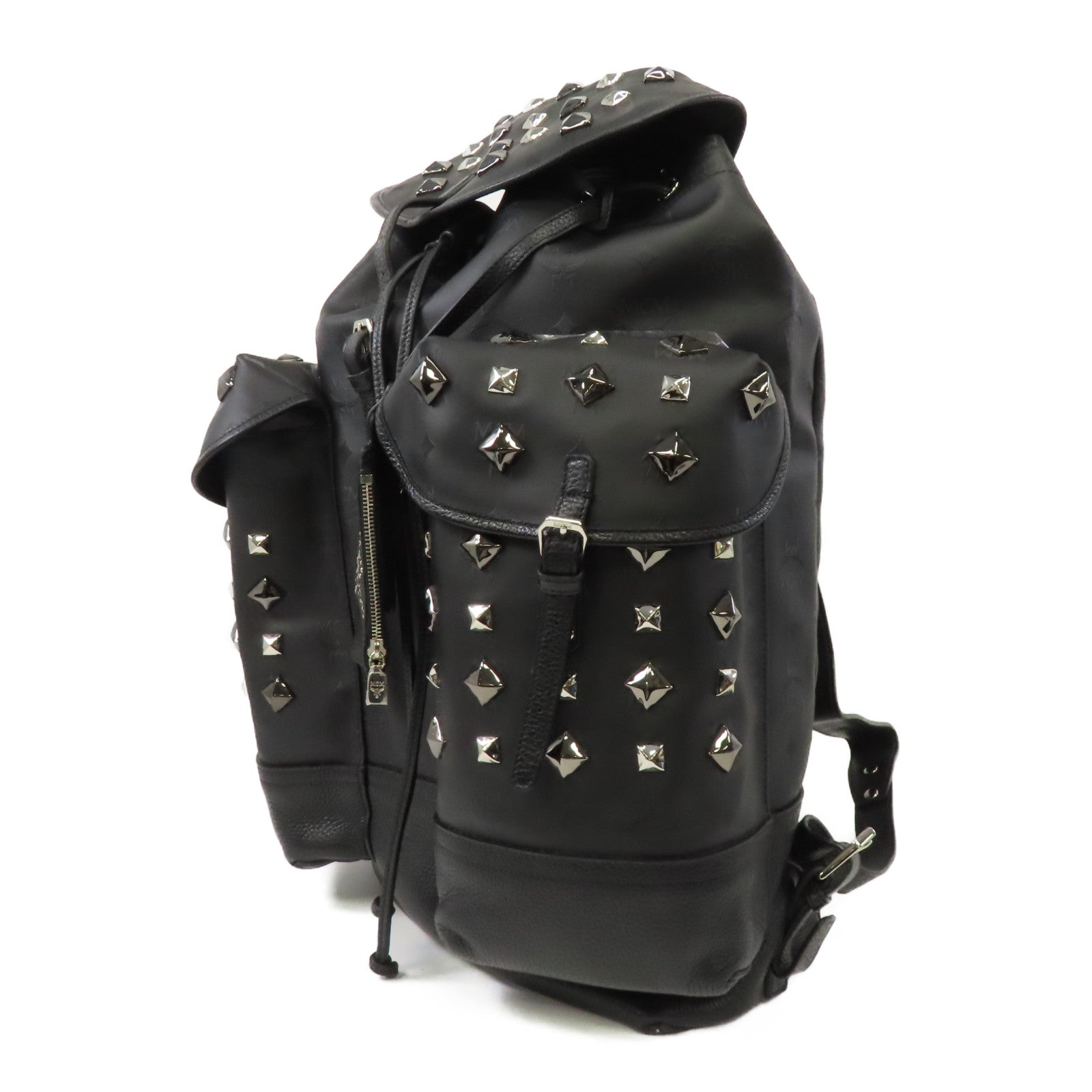 MCM 尼龍Rucksack銀扣背包黑色