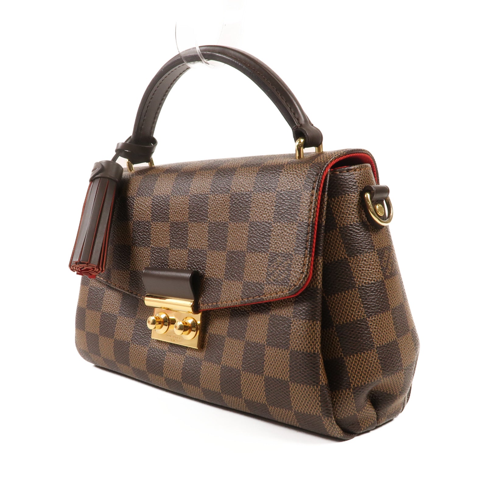 LOUIS VUITTON Damier Croisette金扣手挽肩背兩用袋