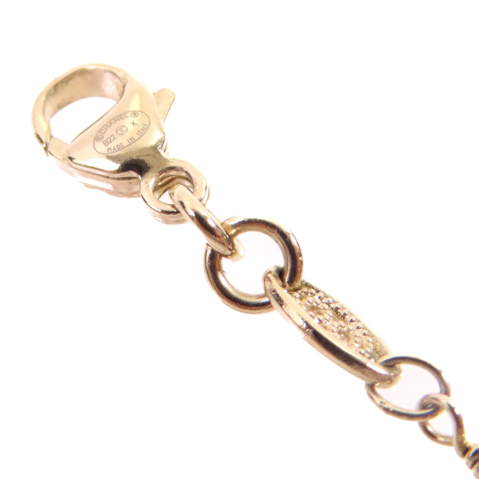 CHANEL 金屬/仿珍珠Necklace金扣項鏈白色/金色
