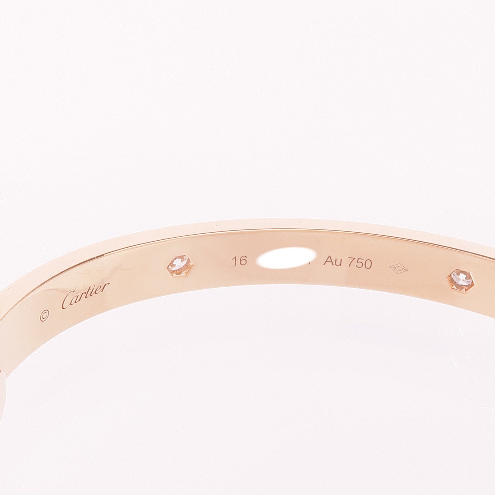 CARTIER 18K玫瑰金Love Bracelet 4 Diamonds鑽石手鐲Cartier#16