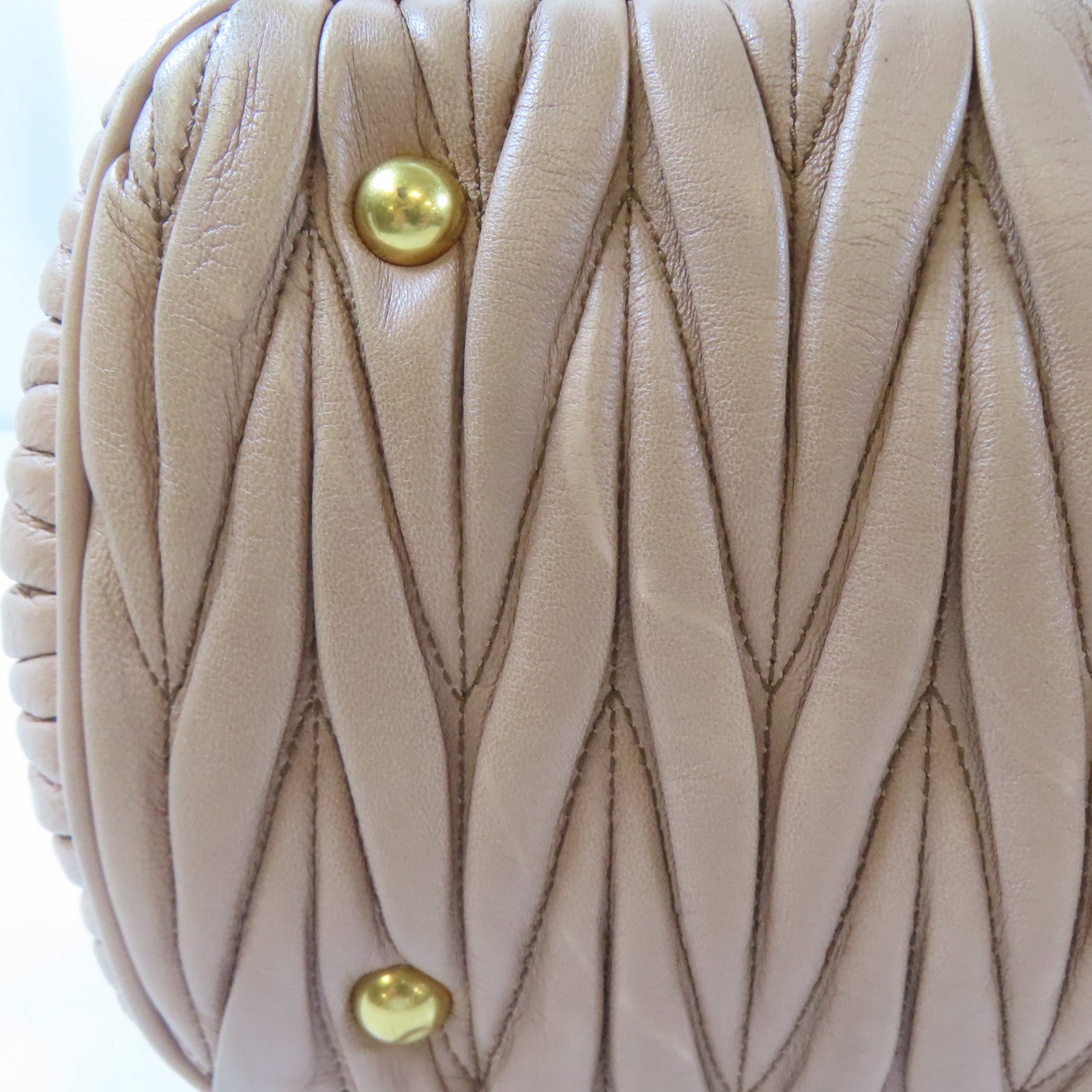 Miu Miu 皮革2Way Shoulder金扣手挽肩背兩用袋粉紅色