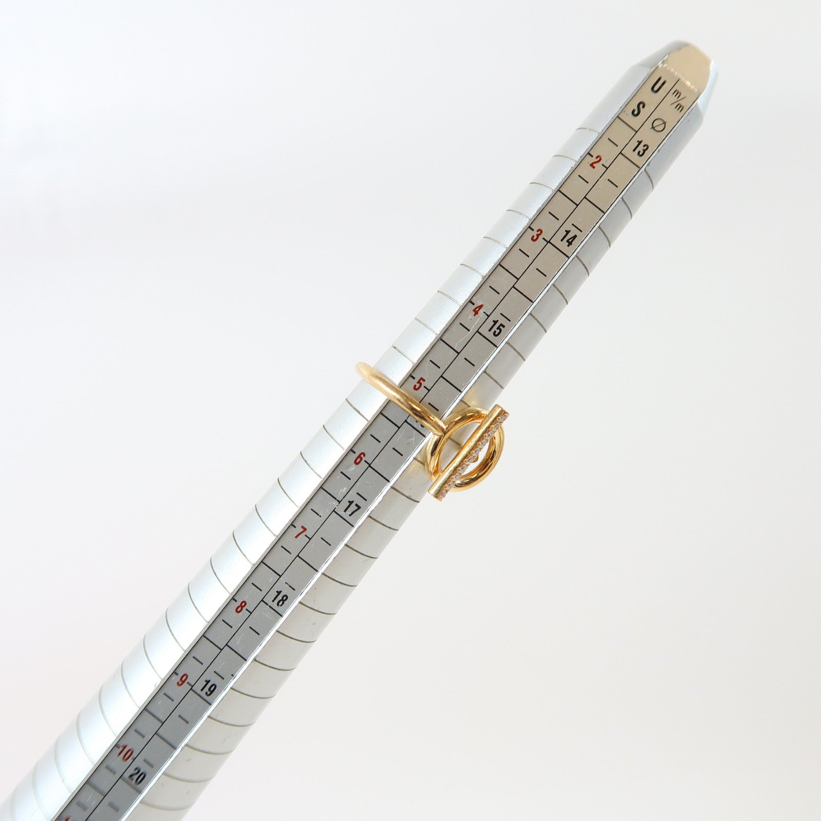 HERMES 18K玫瑰金Echappee Ring 0.07ct鑽石戒指Hermes#50/US#5.5