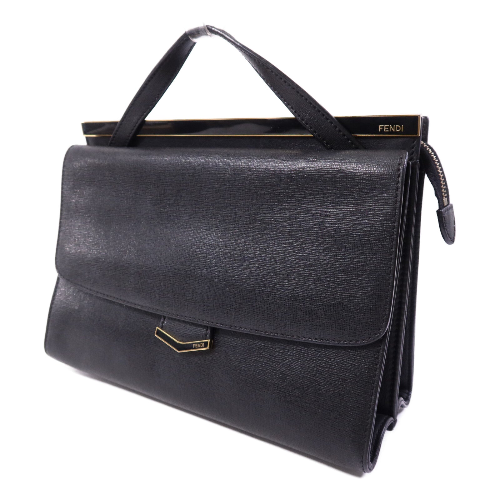 FENDI 【激減優惠】牛皮皮革Demi Jour金扣手挽袋