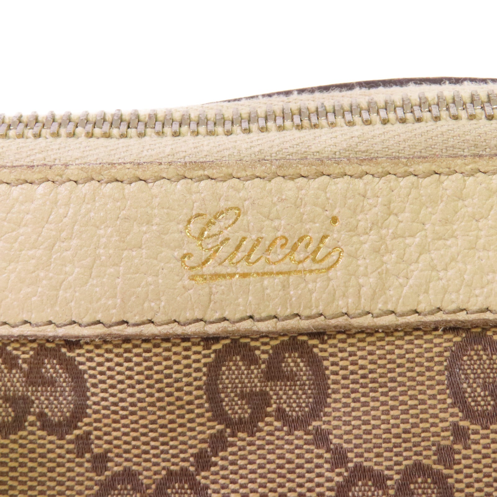 GUCCI GG帆布Shoulder Bag金扣肩背袋啡色/白色