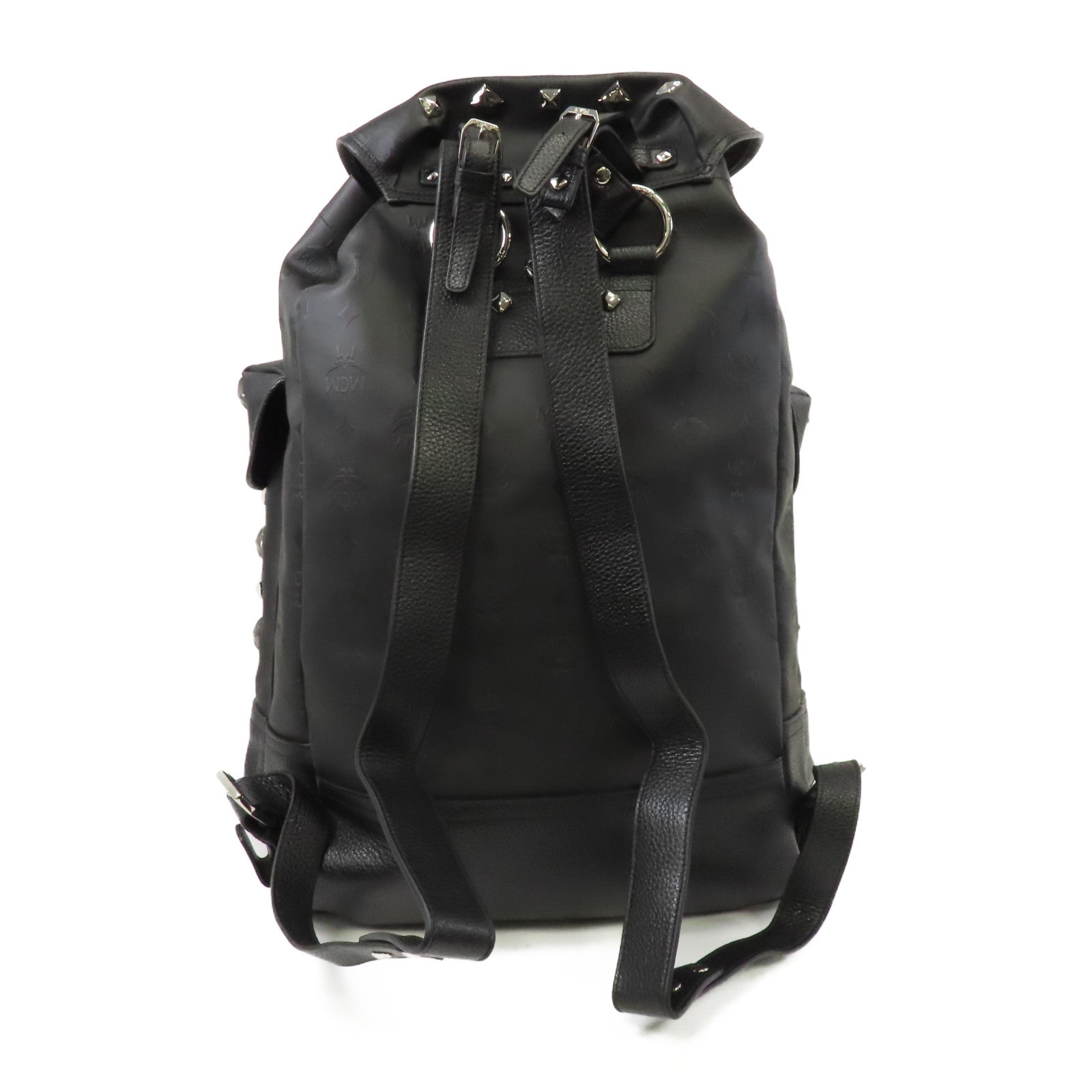 MCM 尼龍Rucksack銀扣背包黑色