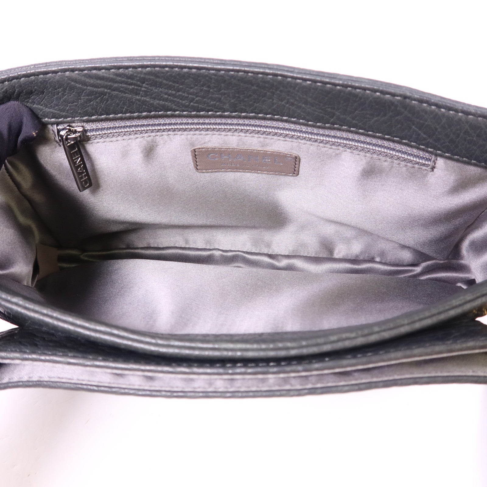 CHANEL 牛皮皮革Co Co Mark Bag銀扣肩背袋