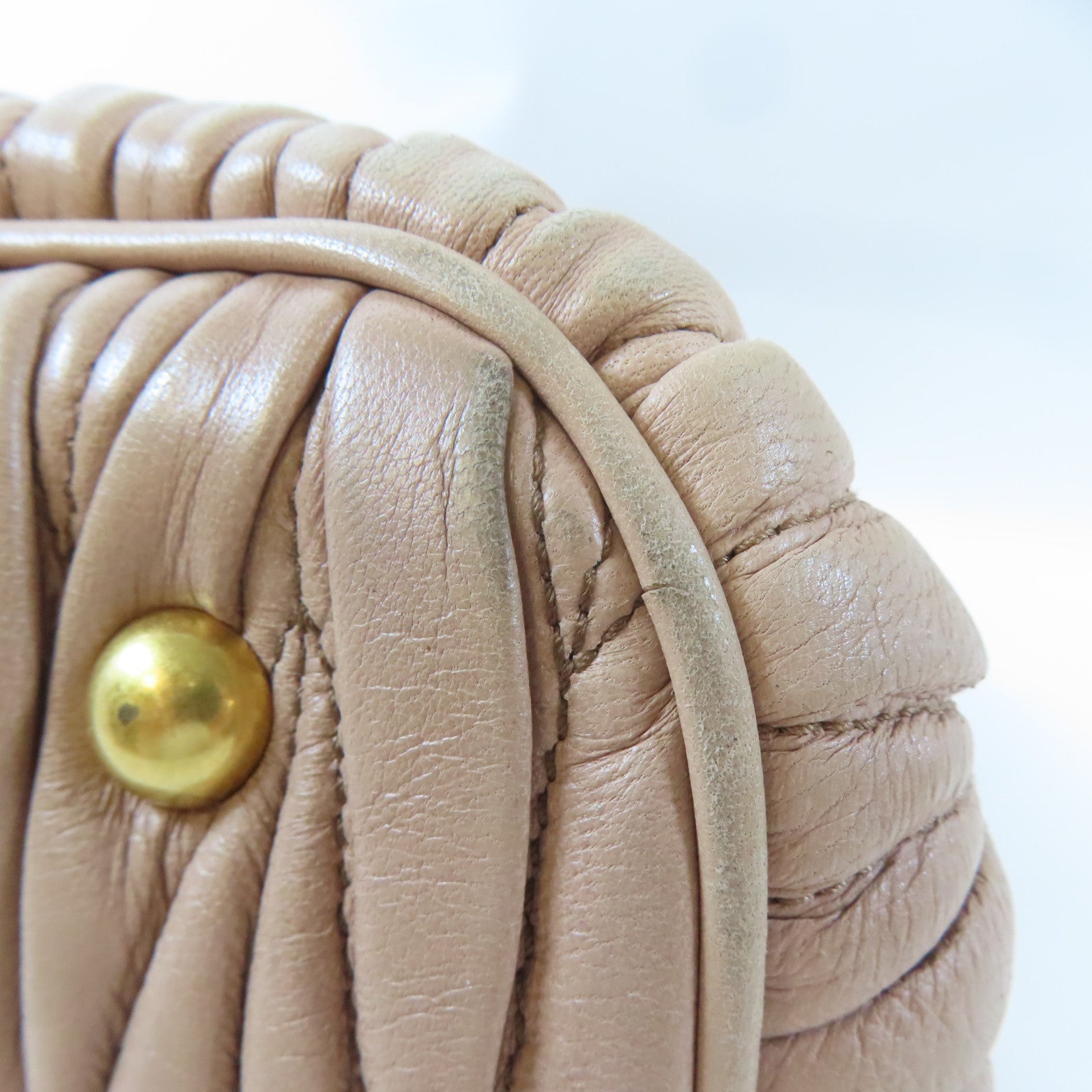 Miu Miu 皮革2Way Shoulder金扣手挽肩背兩用袋粉紅色