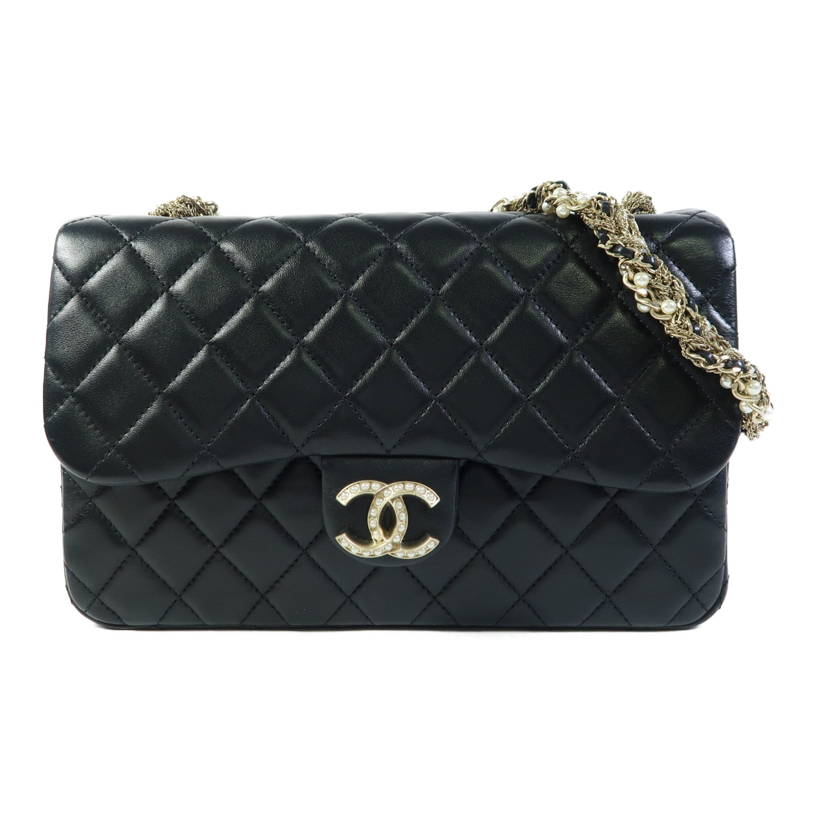 CHANEL 羊皮皮革Chain Shoulder Bag金扣鏈帶肩背袋