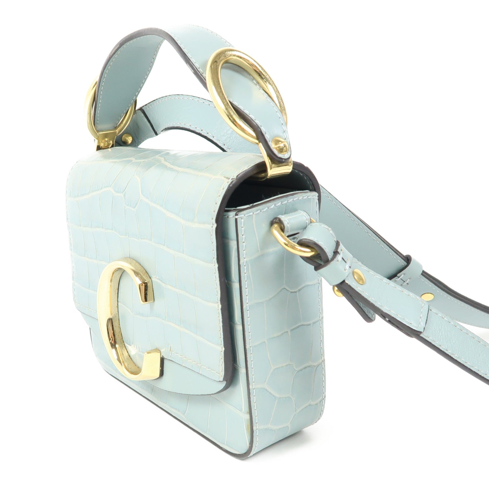 Chloe 【激減優惠】牛皮皮革Mini C Bag金扣手挽肩背兩用袋