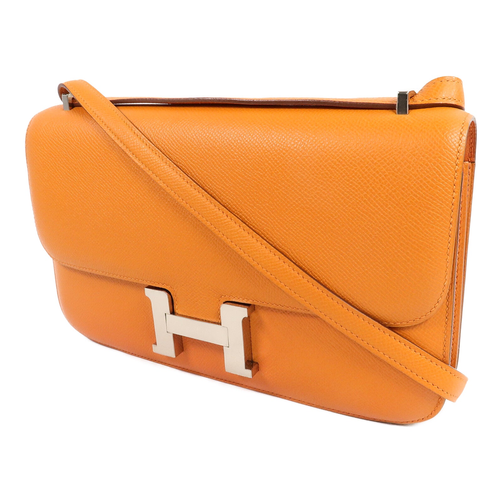 HERMES Epsom皮革Constance Elan肩背袋Orange