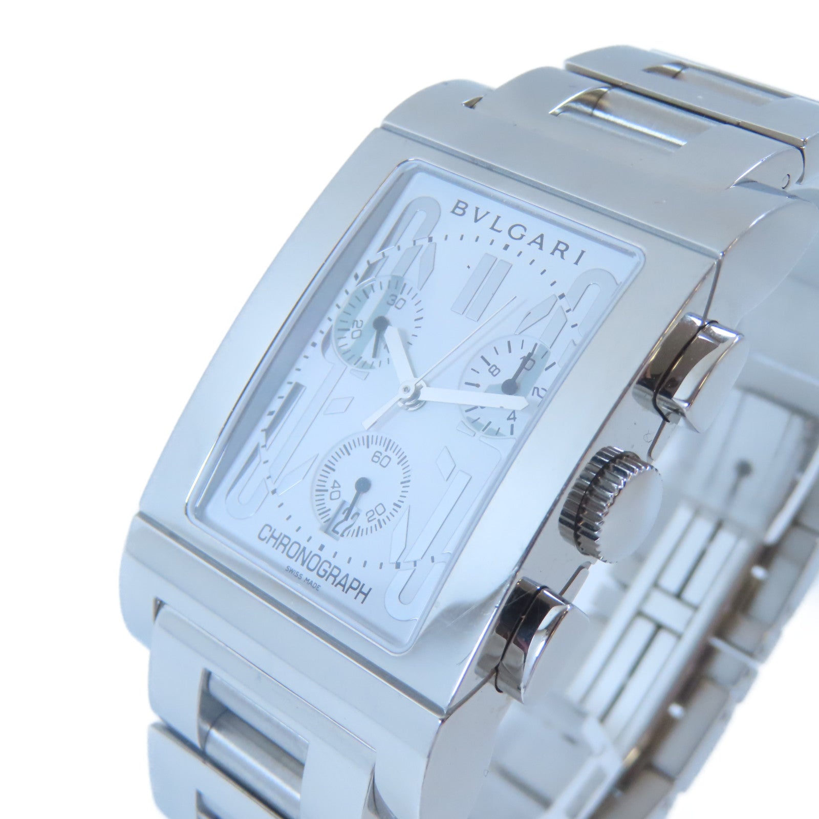 BVLGARI Rettangolo不鏽鋼手錶石英機芯白色