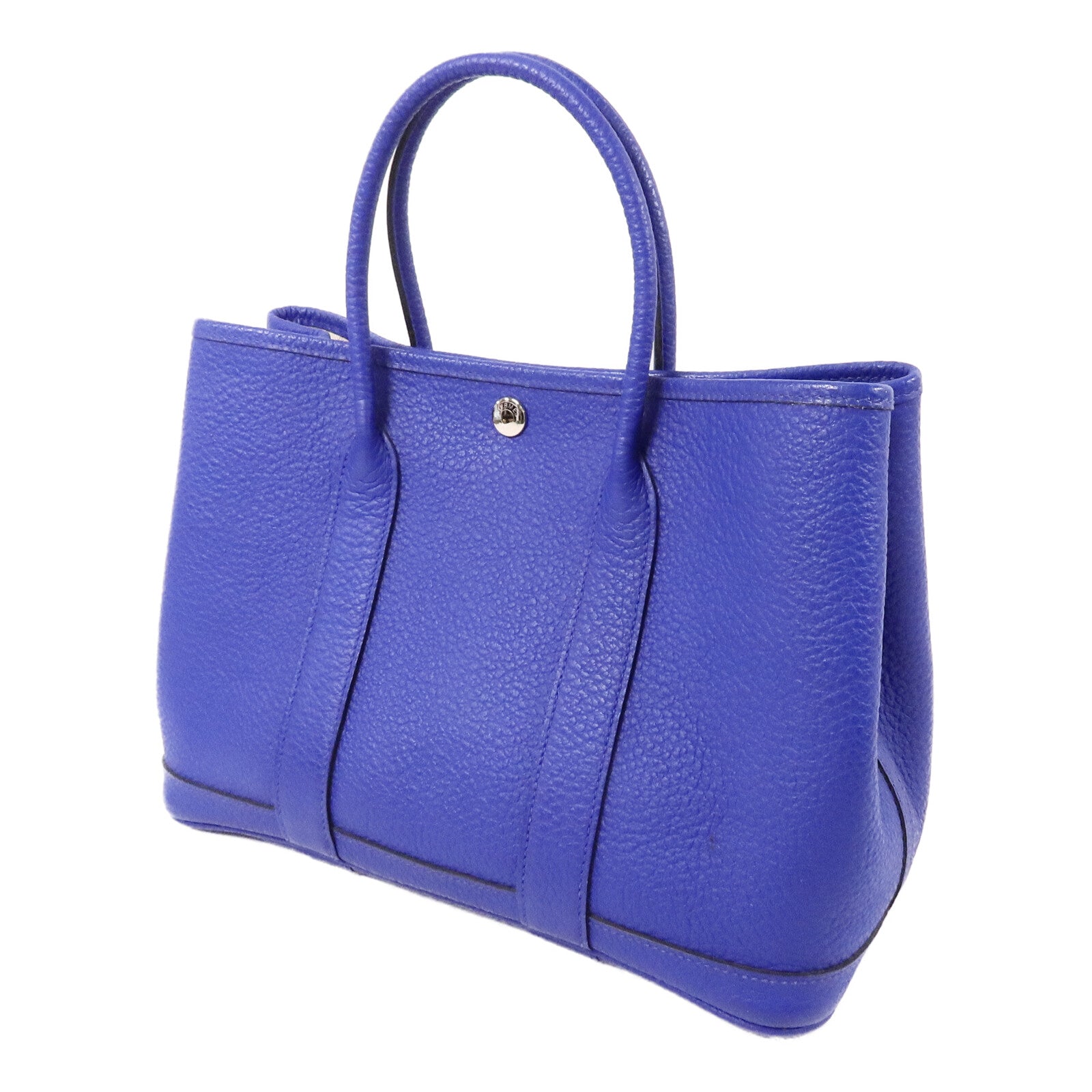 HERMES Neonda皮革Garden Party TPM手挽袋Bleu Electrique