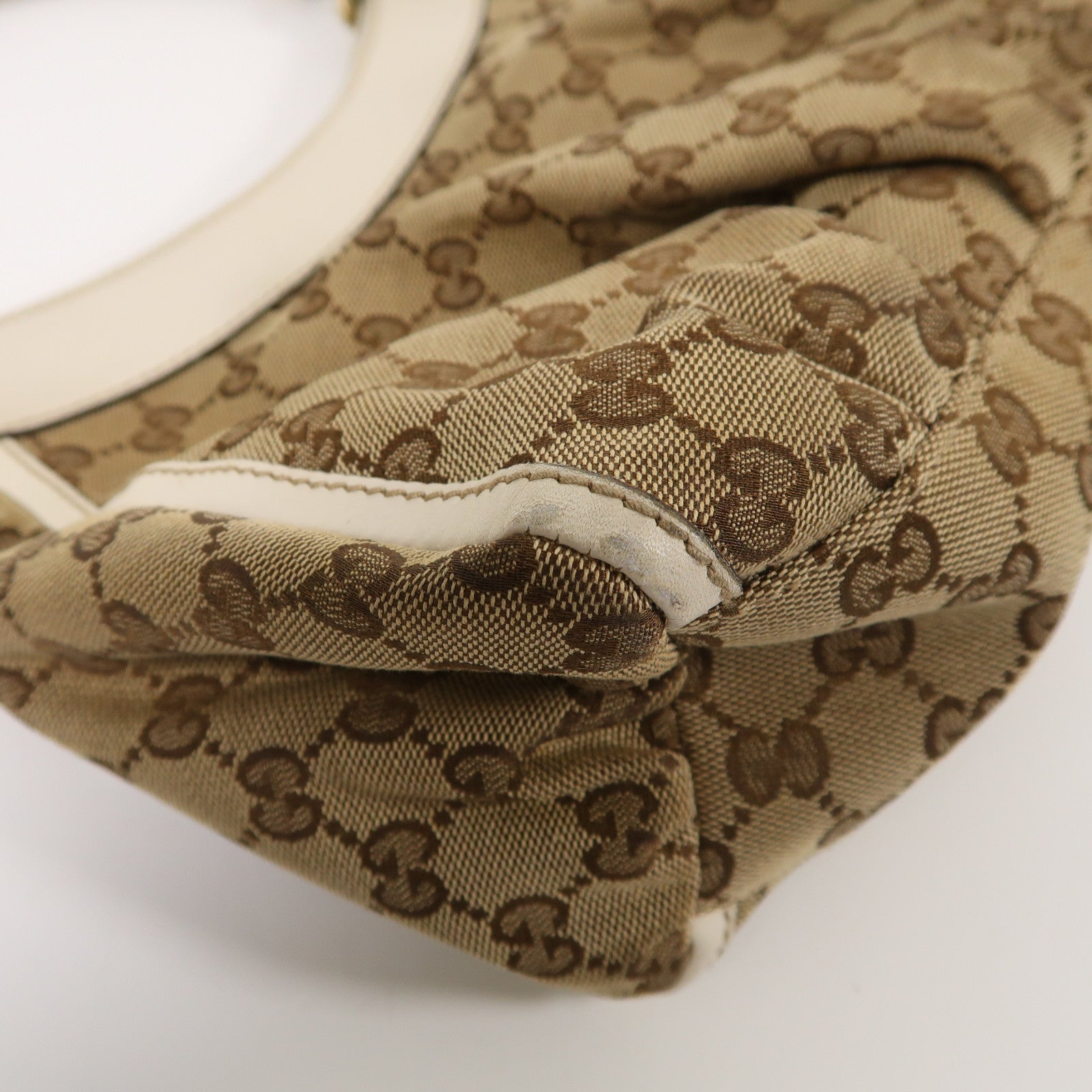 GUCCI 帆布Shoulder Bag金扣肩背袋棕色/米色