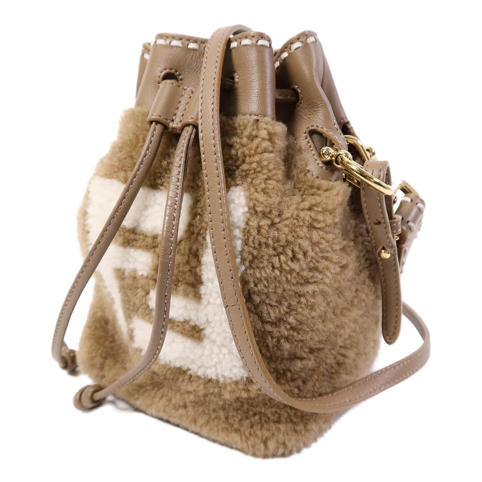 FENDI 羊毛Mini Mon Tresor手挽肩背兩用袋