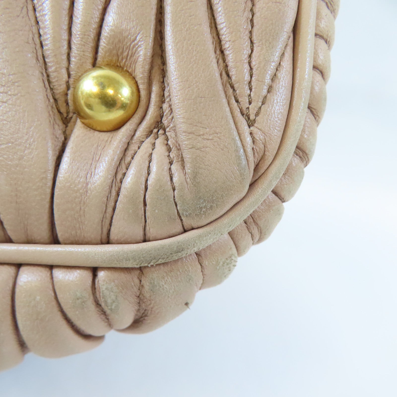 Miu Miu 皮革2Way Shoulder金扣手挽肩背兩用袋粉紅色