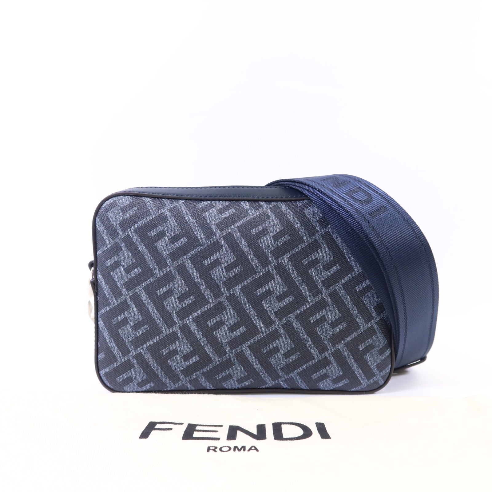 FENDI 【激減優惠】帆布/牛皮皮革Diagonal Camera Case銀扣肩背袋