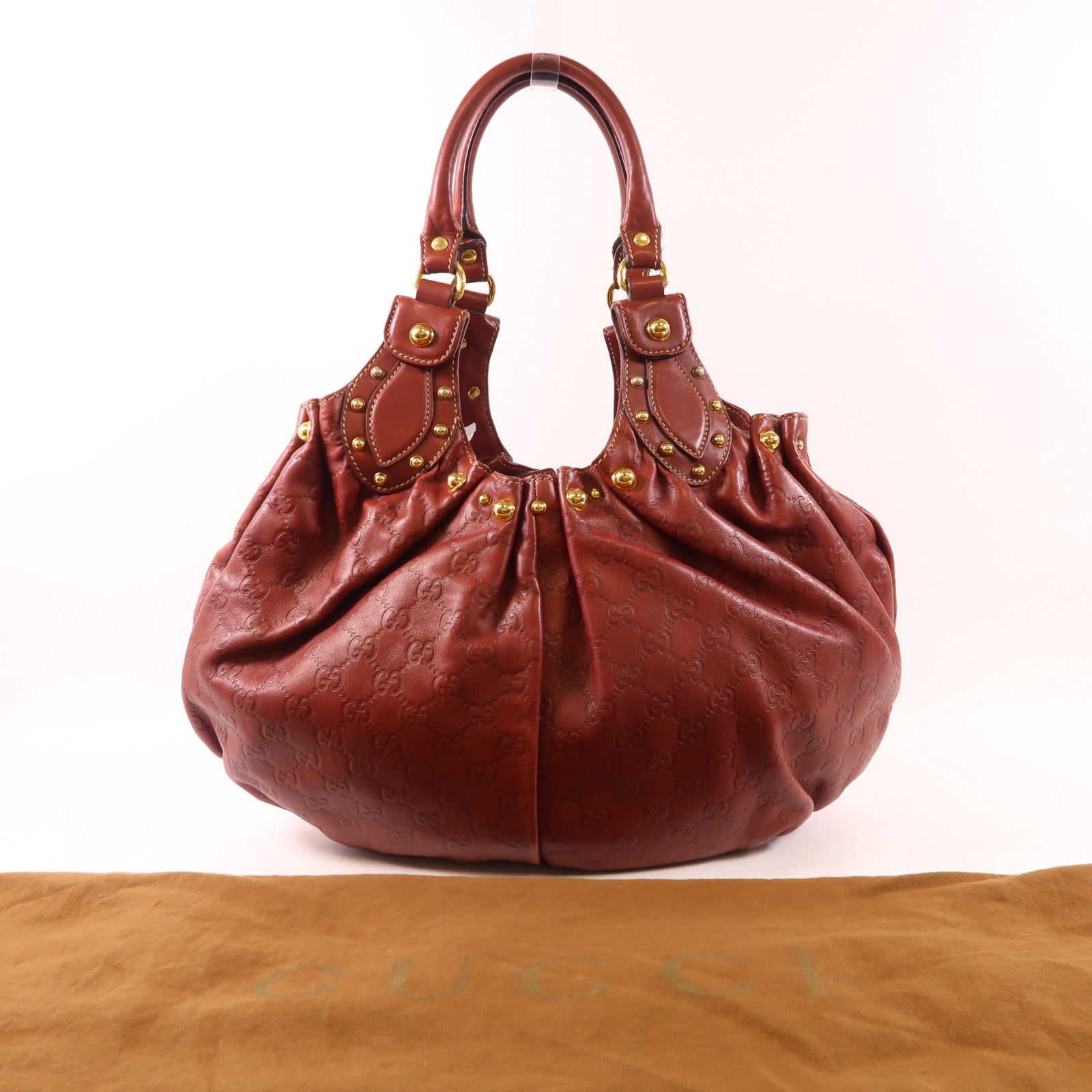 GUCCI 牛皮皮革Handbag金扣手挽袋
