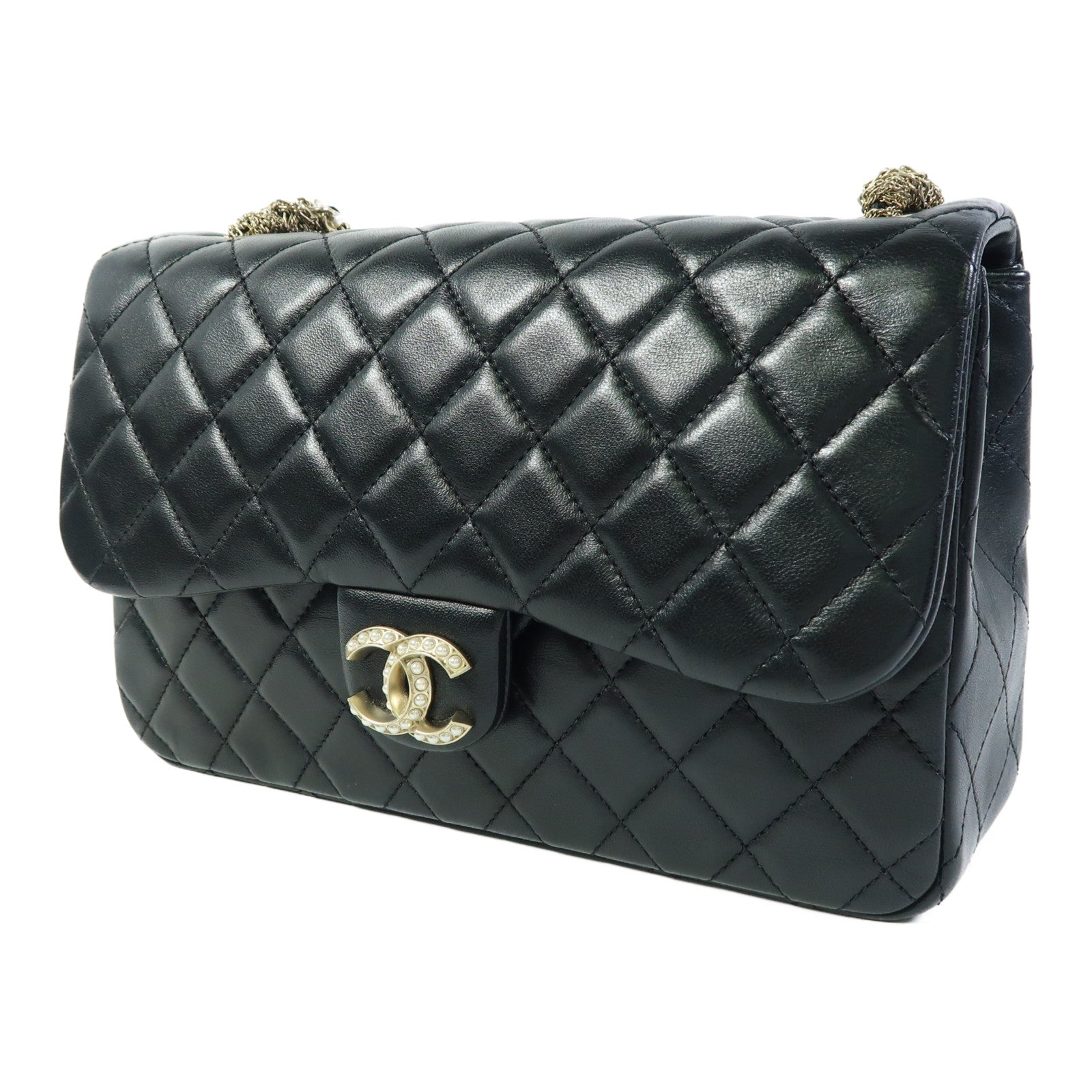 CHANEL 羊皮皮革Chain Shoulder Bag金扣鏈帶肩背袋