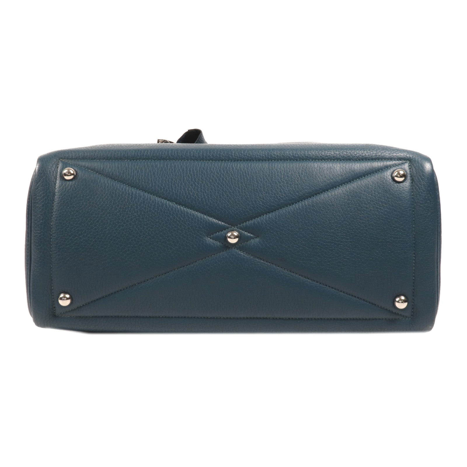 HERMES Clemence皮革Victoria 35銀扣手挽袋Cobalt