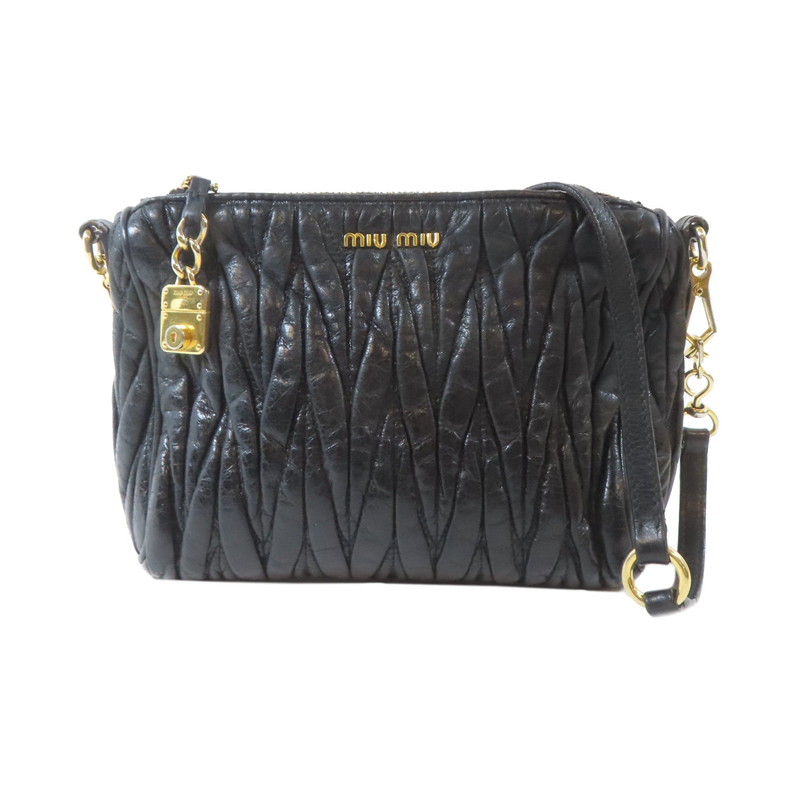 Miu Miu 羊皮皮革Shoulder Bag金扣肩背袋黑色