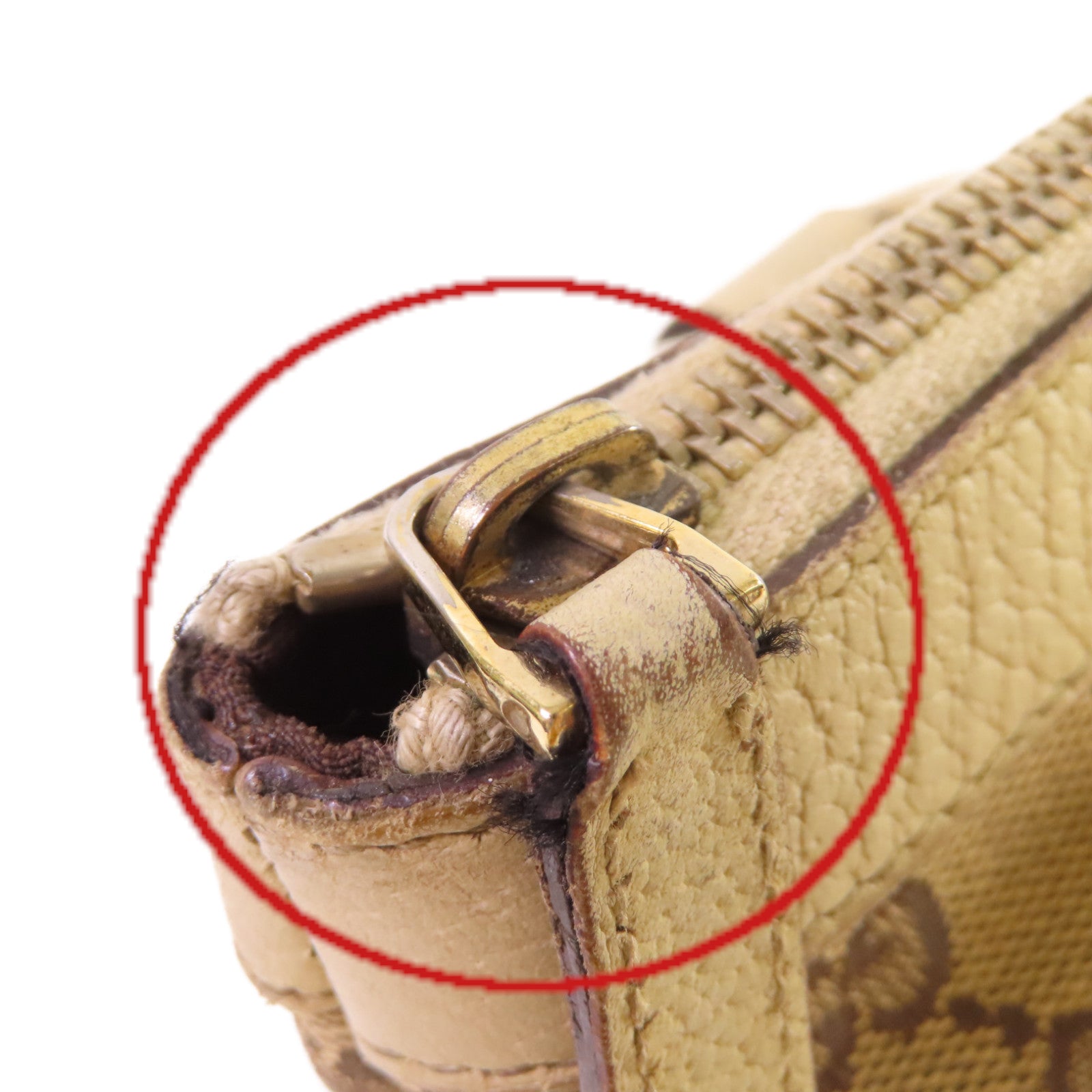 GUCCI GG帆布Shoulder Bag金扣肩背袋啡色/白色
