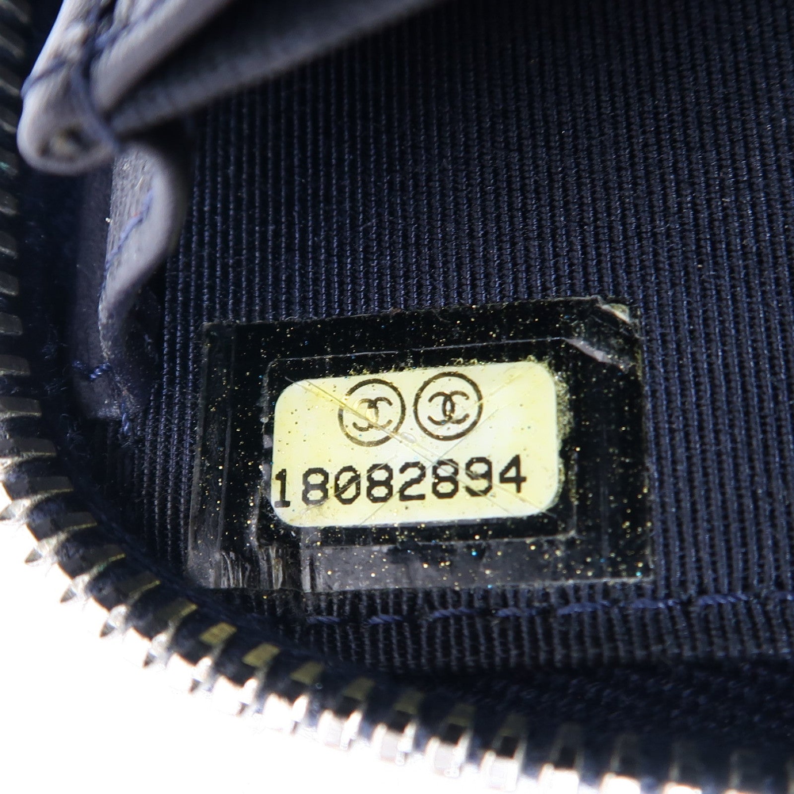 CHANEL 菱格Caviar皮革Card Case銀扣卡片套深藍色