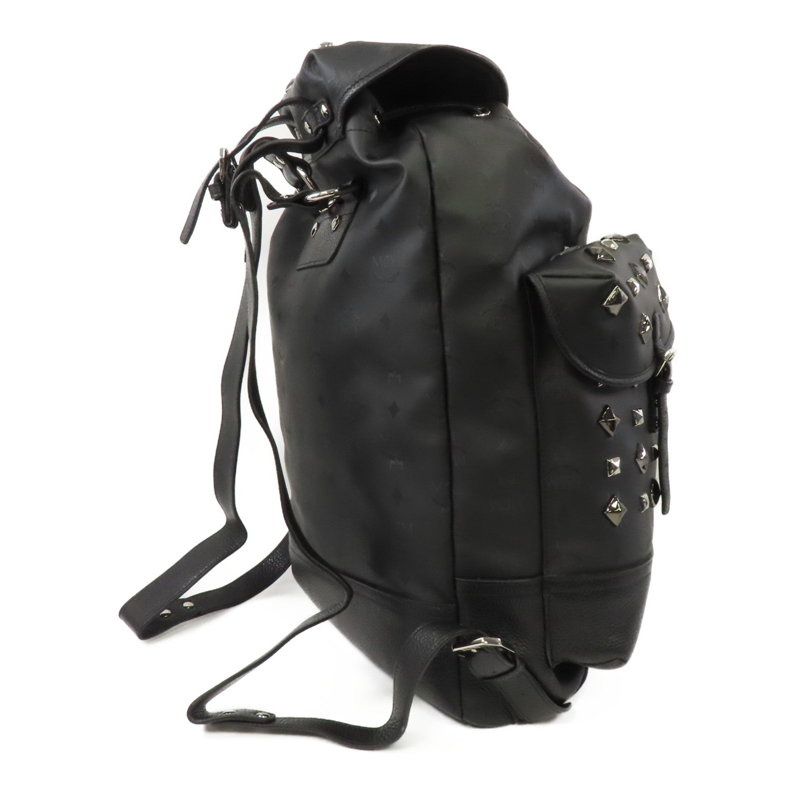 MCM 尼龍Rucksack銀扣背包黑色