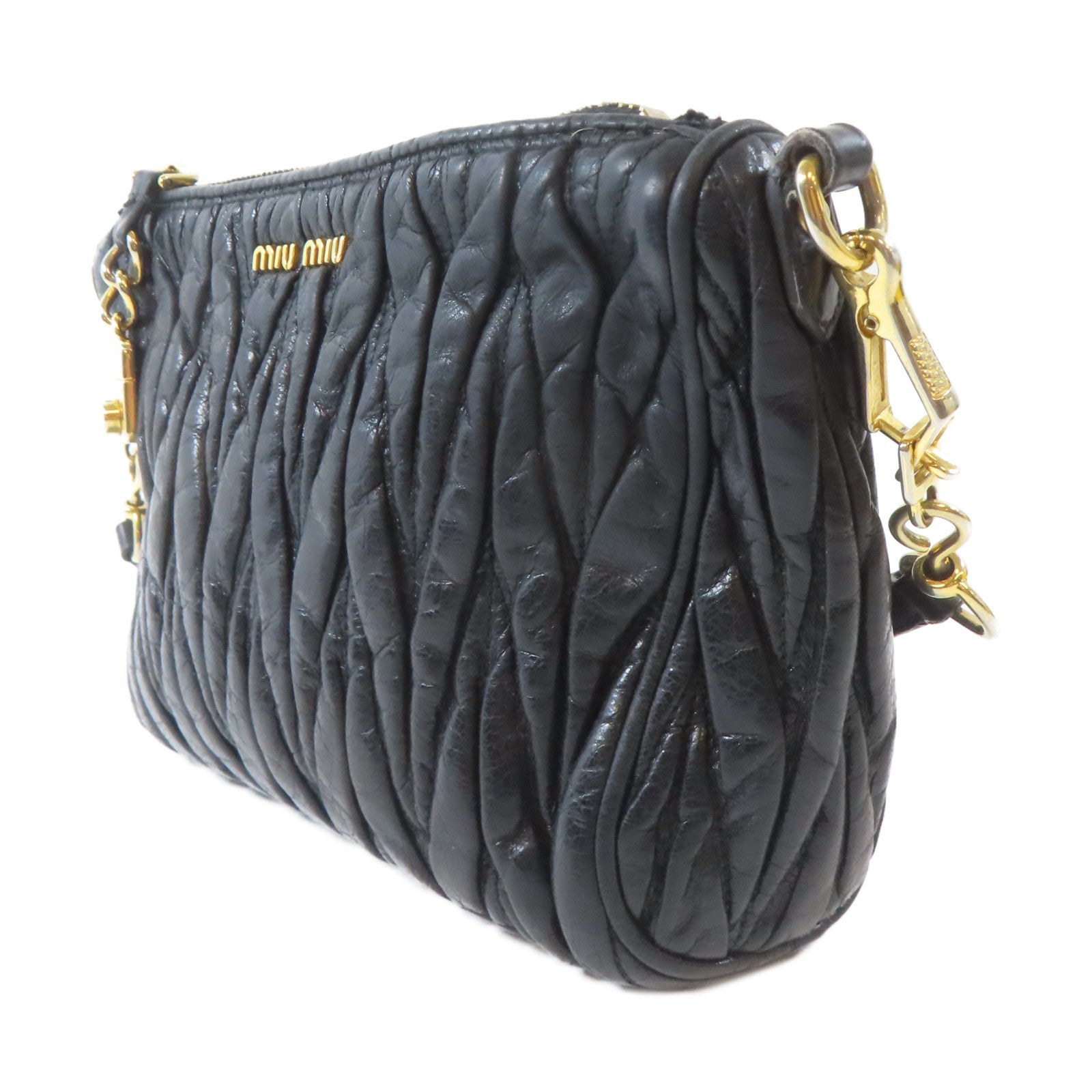 Miu Miu 羊皮皮革Shoulder Bag金扣肩背袋黑色