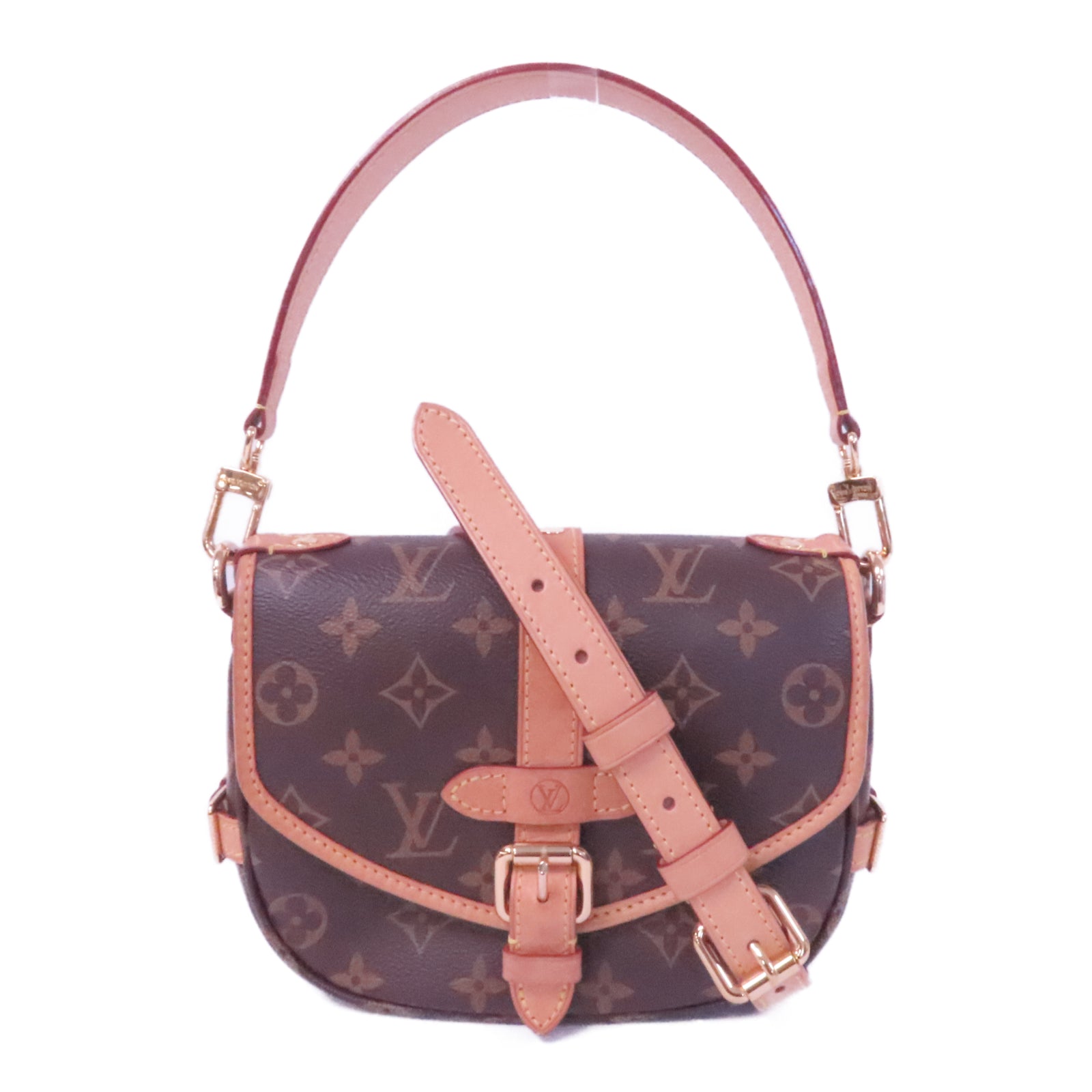 LOUIS VUITTON Monogram Saumur BB金扣手挽肩背兩用袋啡色