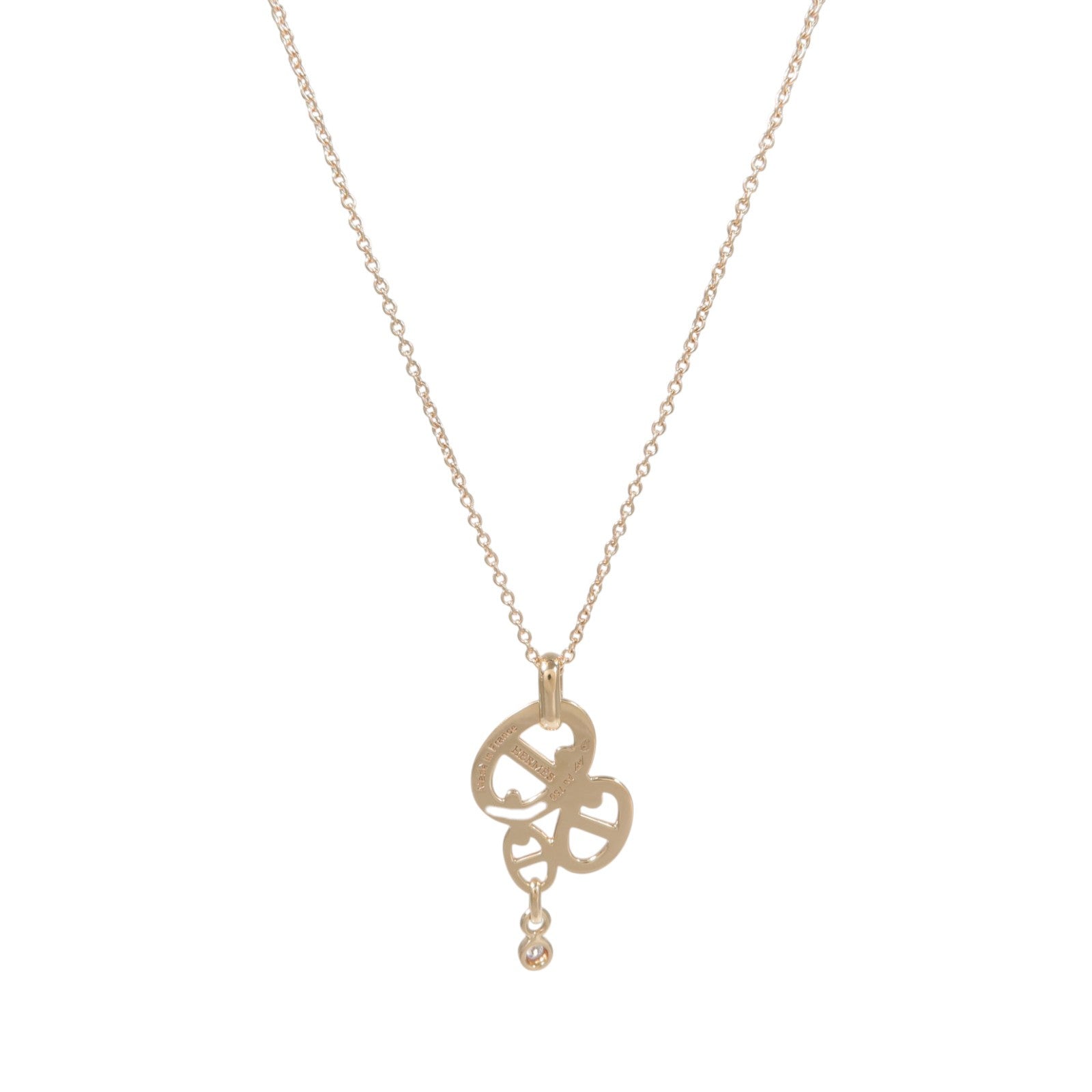 HERMES 18K玫瑰金Chaine d Ancre Chaos鑽石項鍊