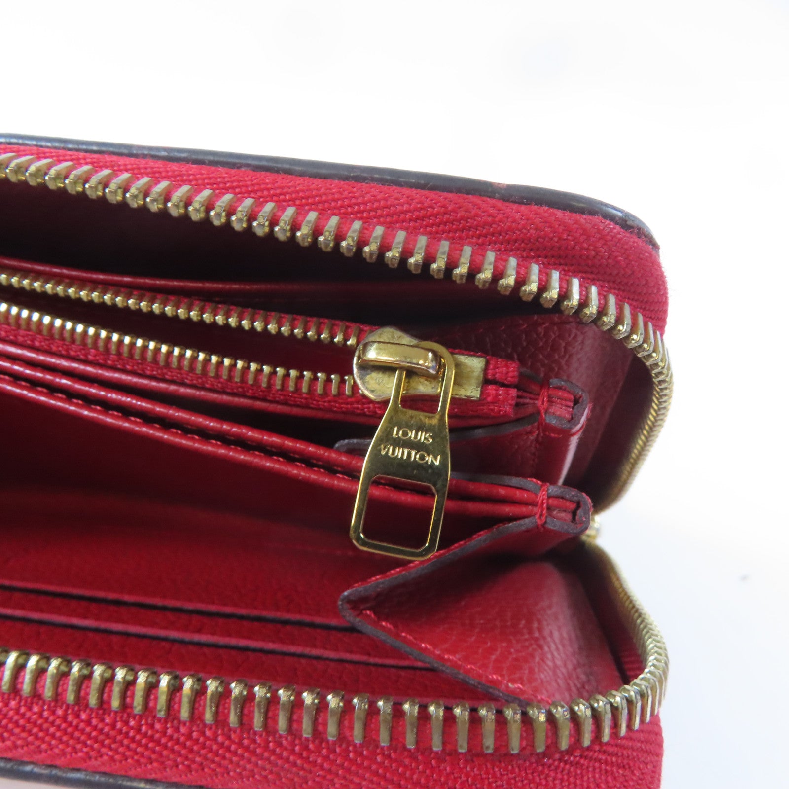 LOUIS VUITTON 【激減優惠】Monogram Empreinte Long Round Wallet金扣長錢包紅色