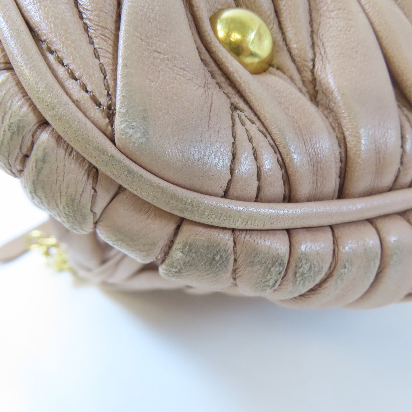 Miu Miu 皮革2Way Shoulder金扣手挽肩背兩用袋粉紅色