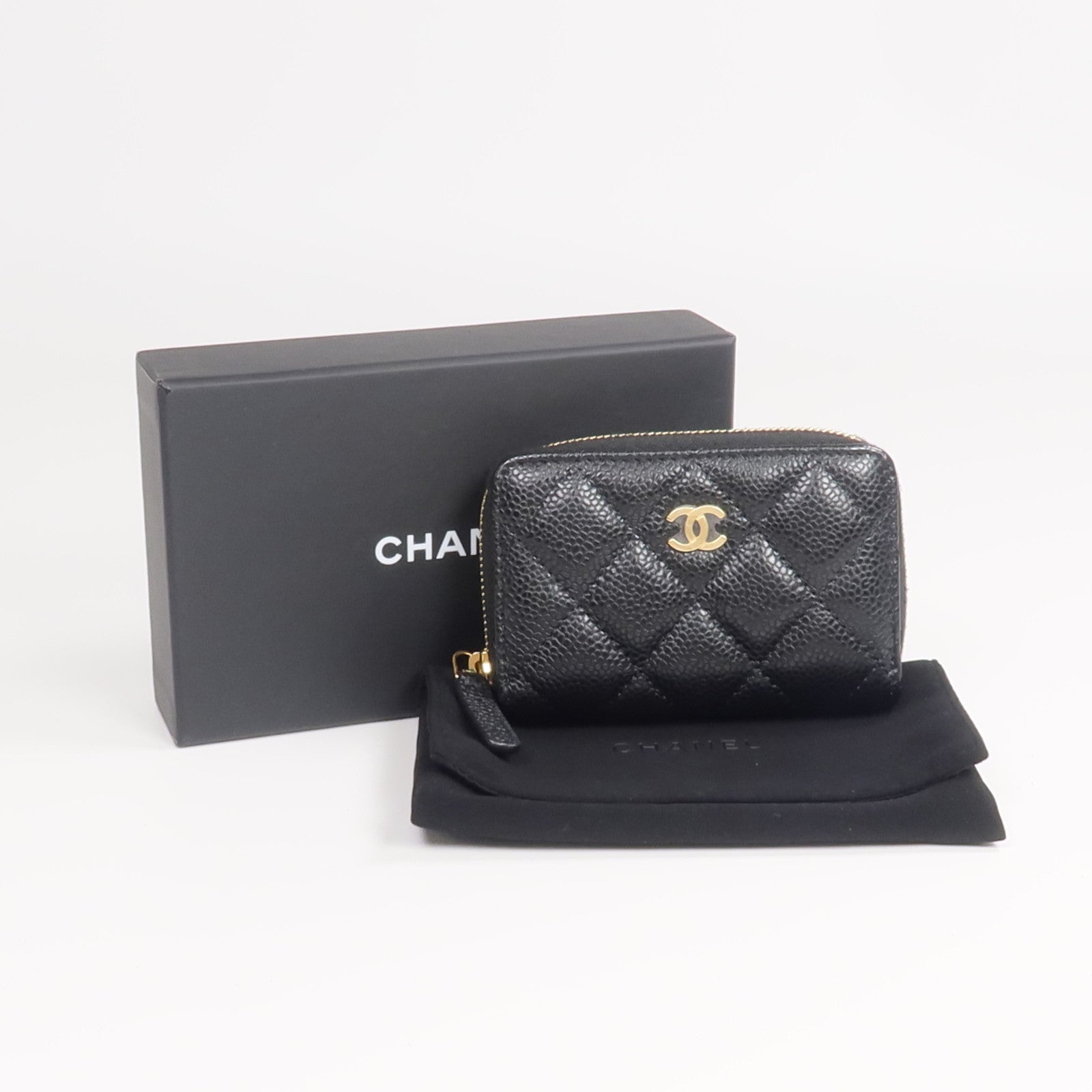 CHANEL 牛皮皮革Card Case/Coin Case金扣拉鏈卡片套/零錢包