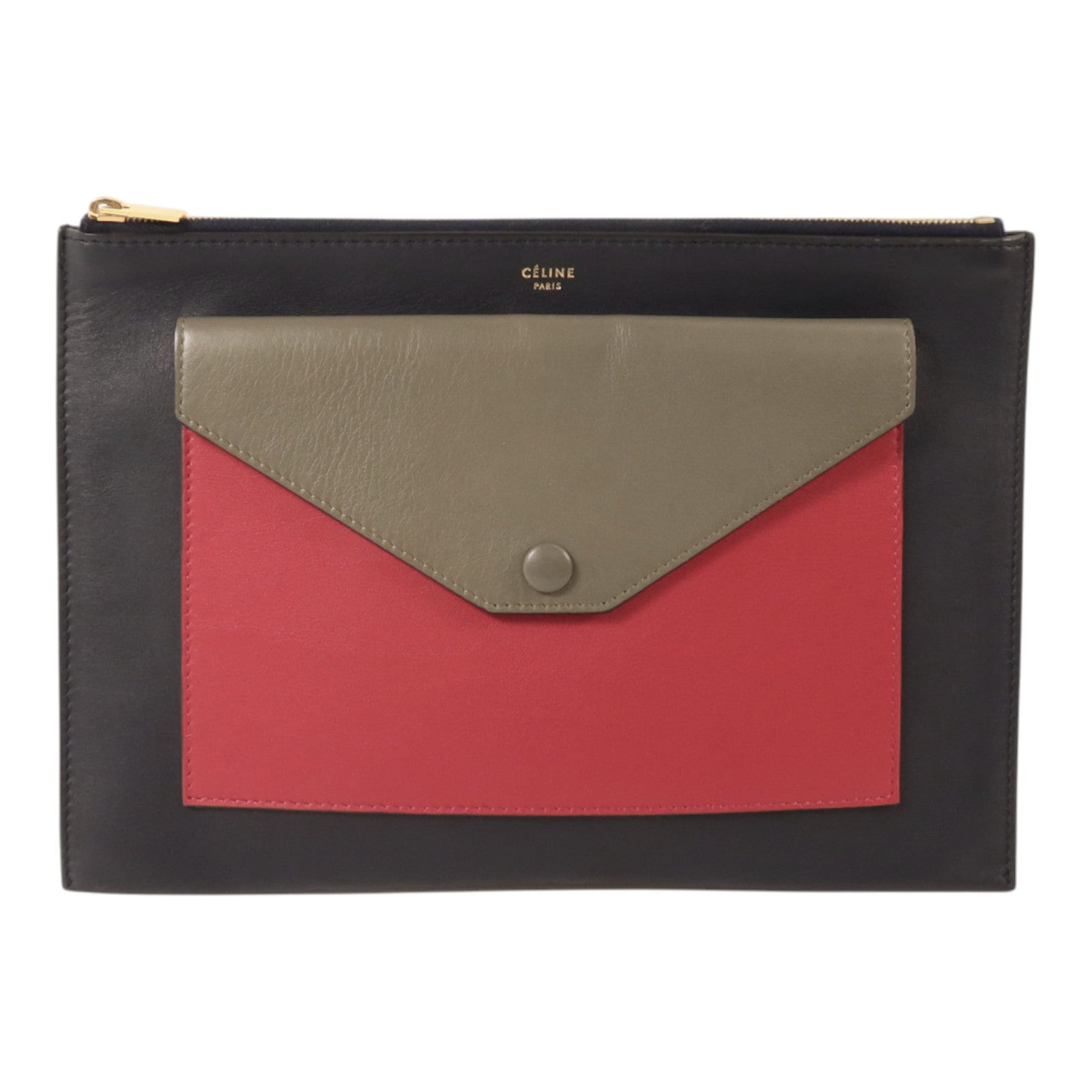 CELINE 牛皮皮革Clutch Bag金扣手拿包
