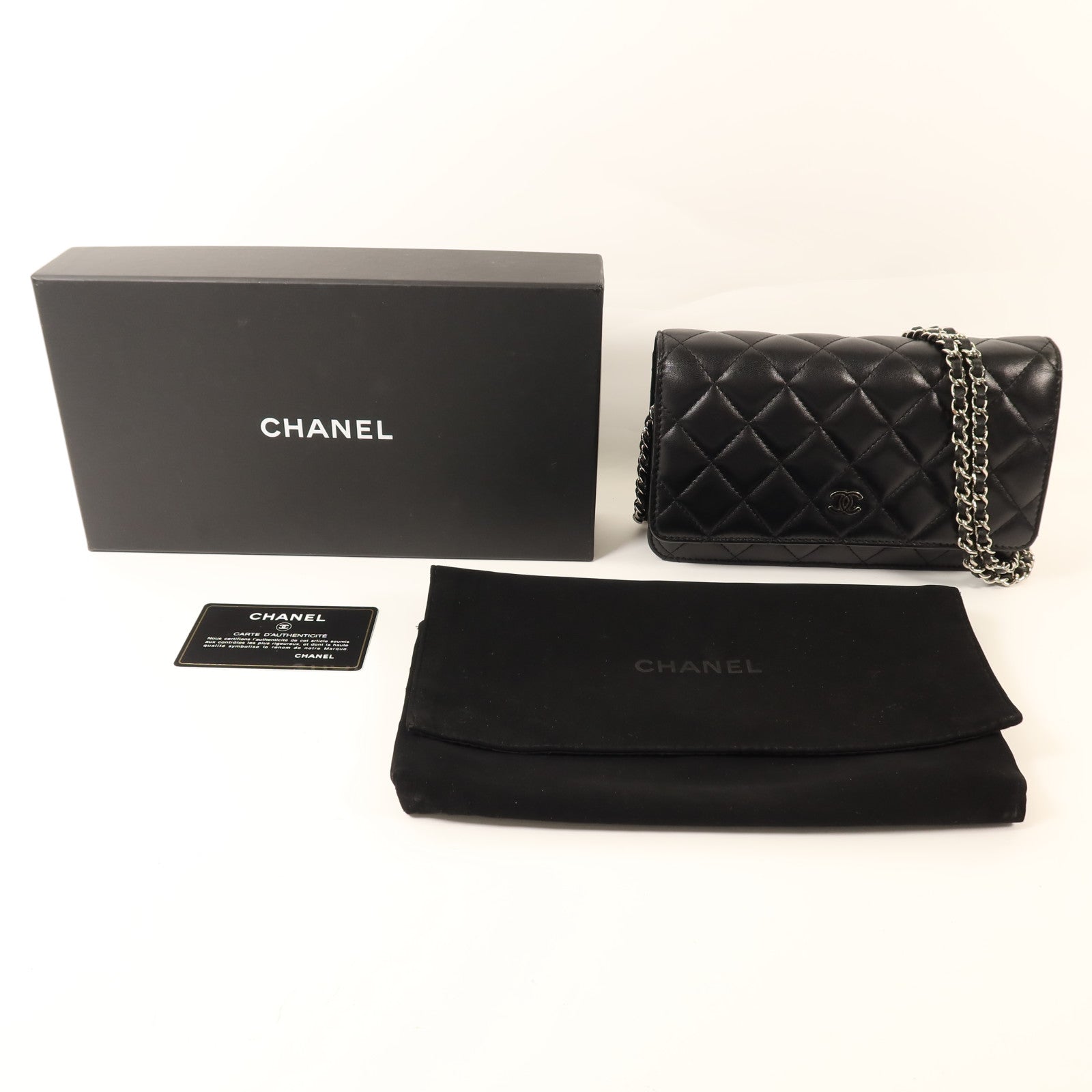 CHANEL 羊皮皮革WOC Wallet On Chain銀扣鏈帶肩背袋