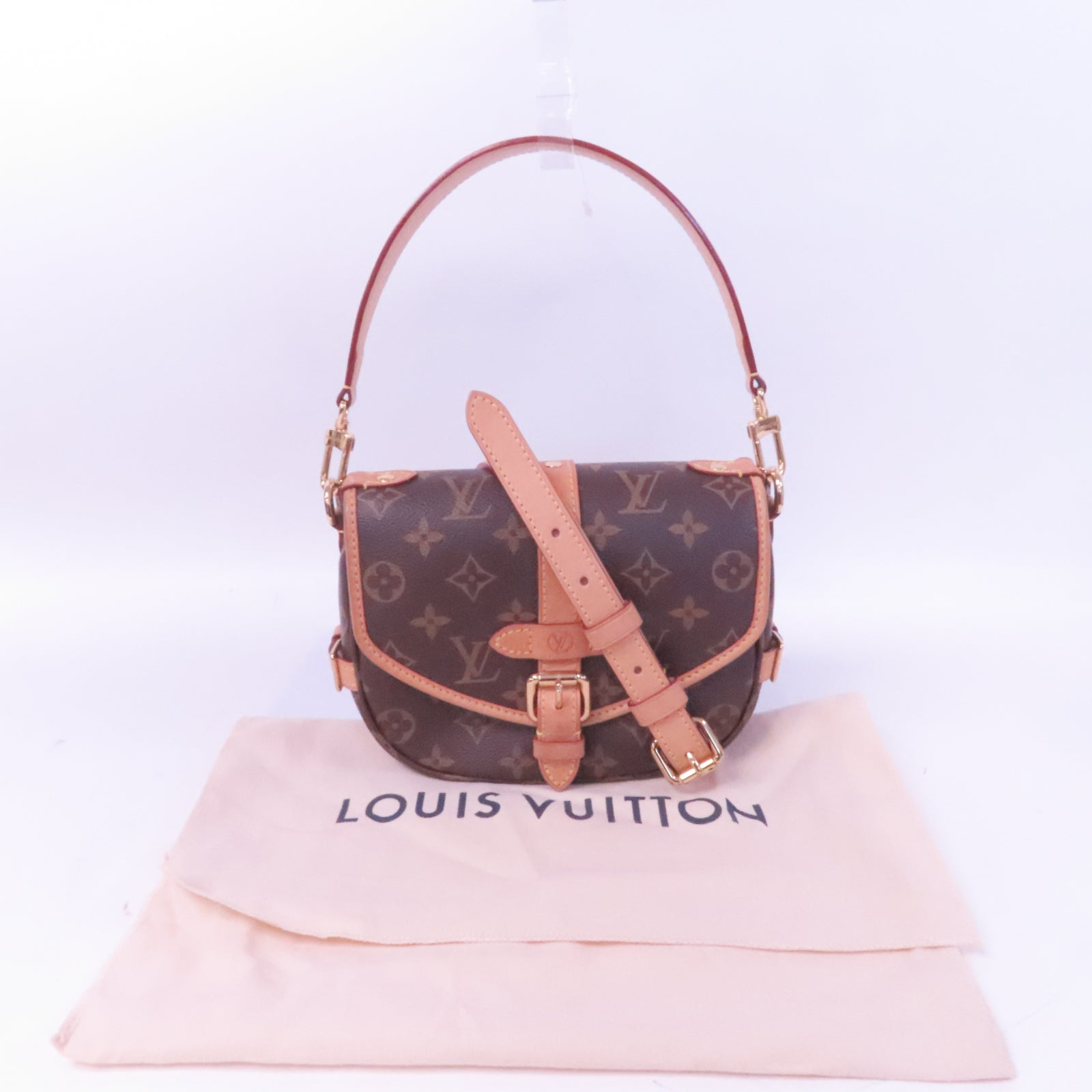 LOUIS VUITTON Monogram Saumur BB金扣手挽肩背兩用袋啡色