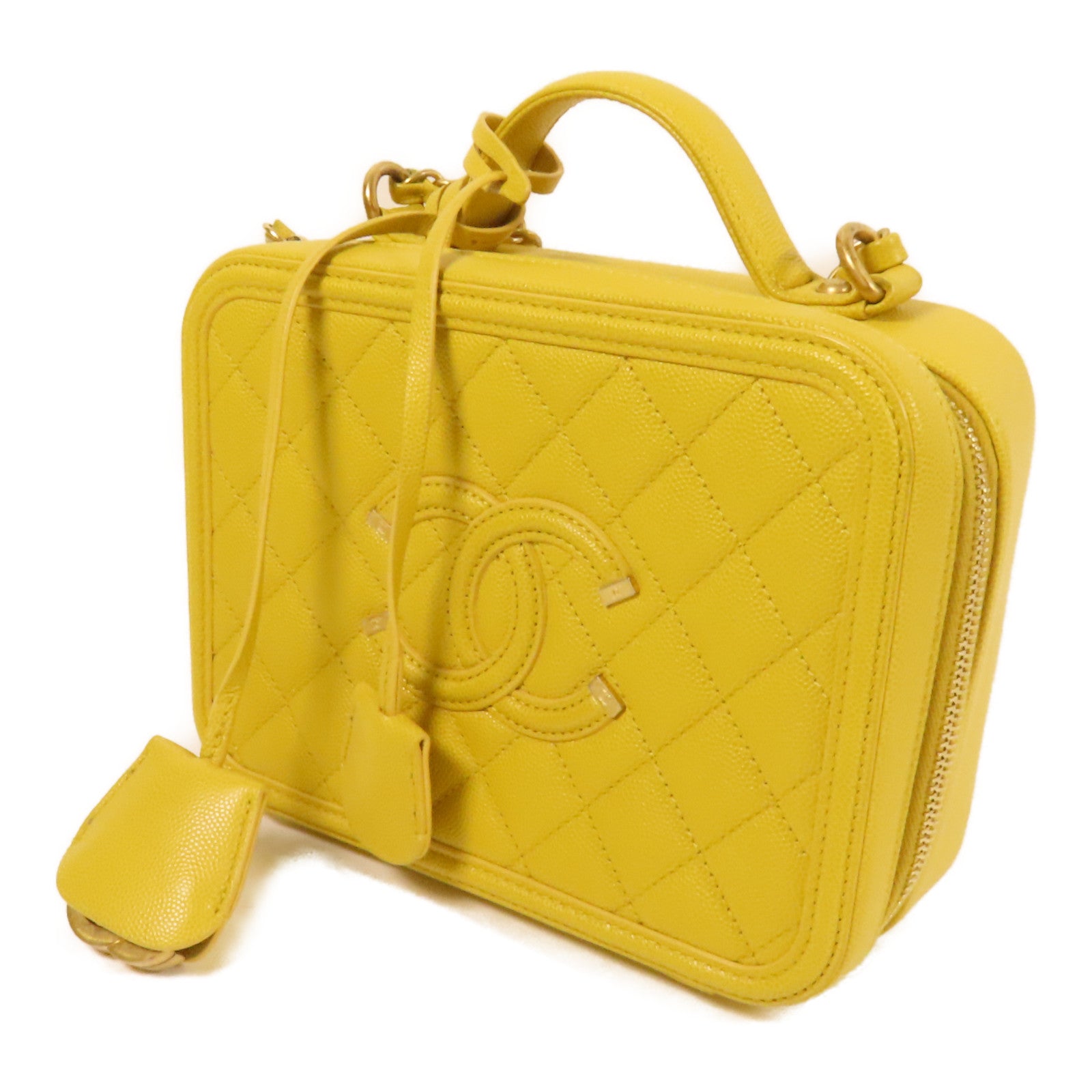 CHANEL 牛皮皮革Vanity Case金扣手挽肩背兩用袋