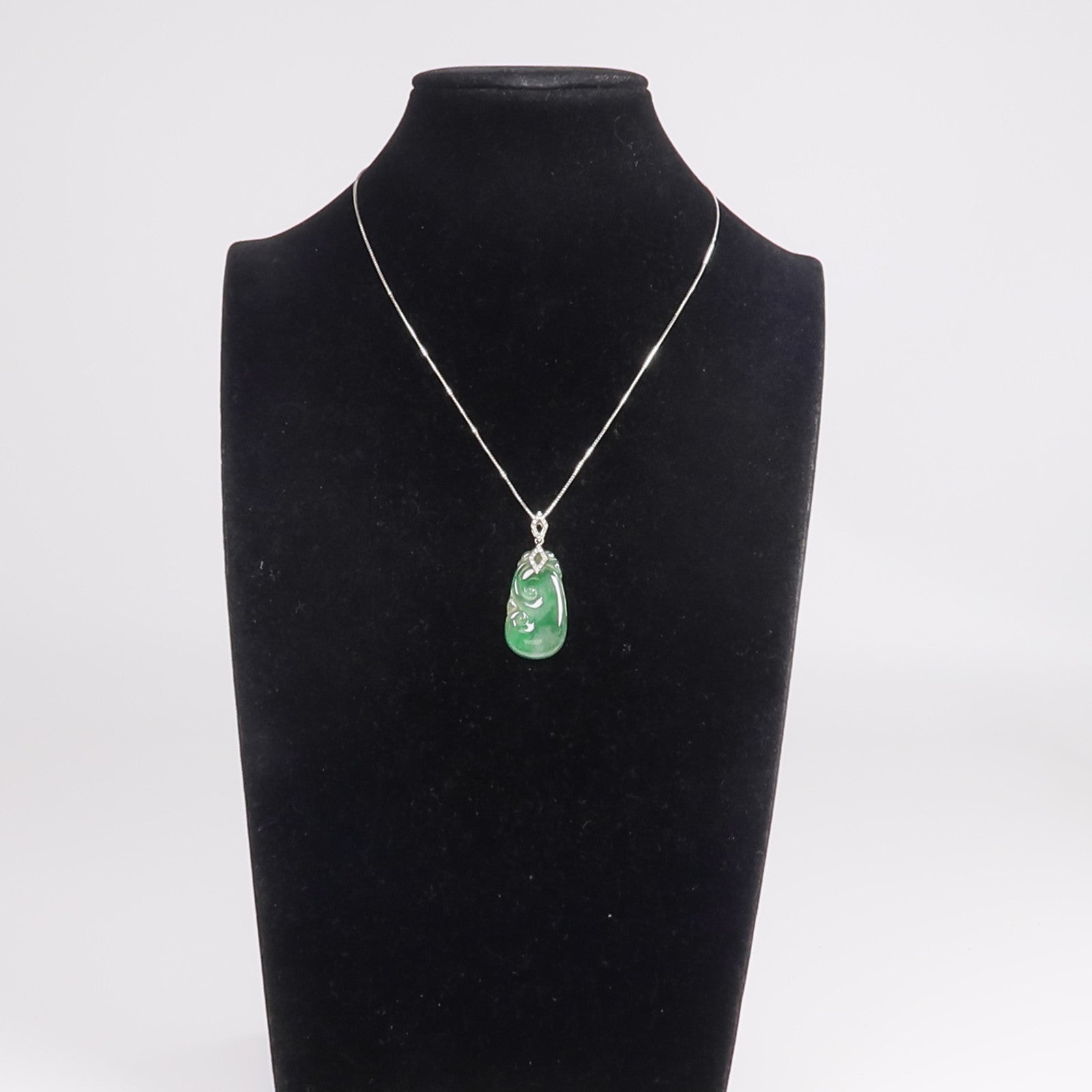 JEWELRY 18K白金Jade Diamond Necklace翡翠/鑽石項鍊