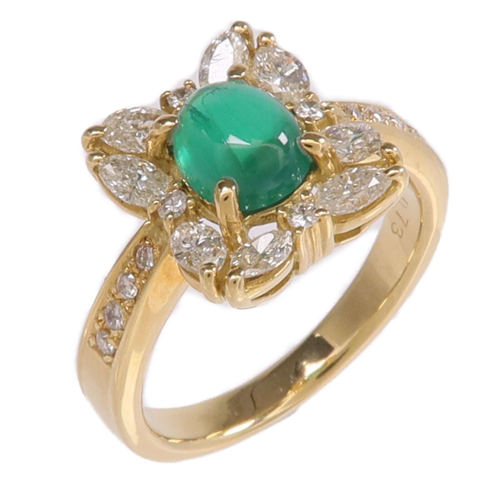 JEWELRY 18K黃金Emerald Diamond Ring綠寶石/鑽石戒指