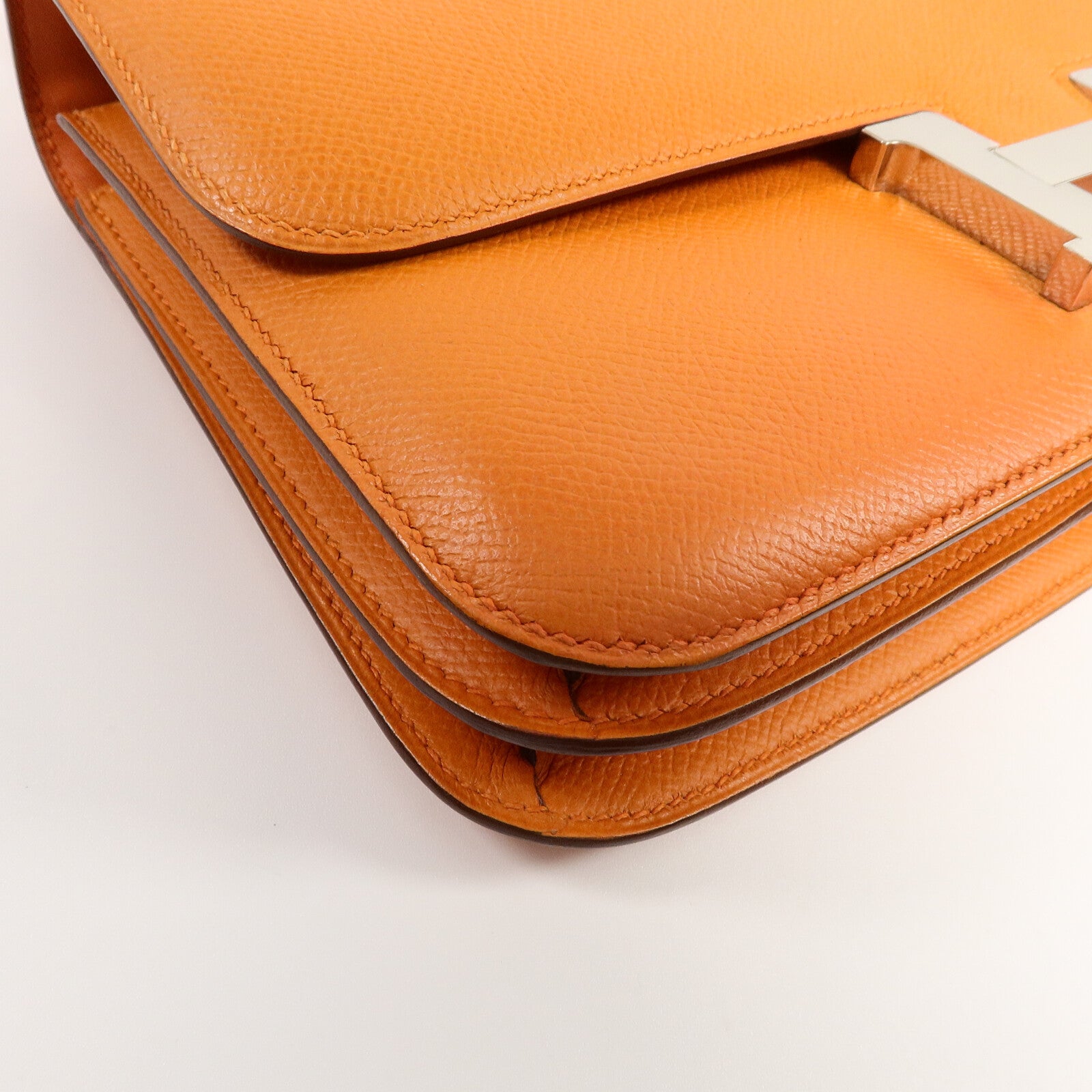 HERMES Epsom皮革Constance Elan肩背袋Orange