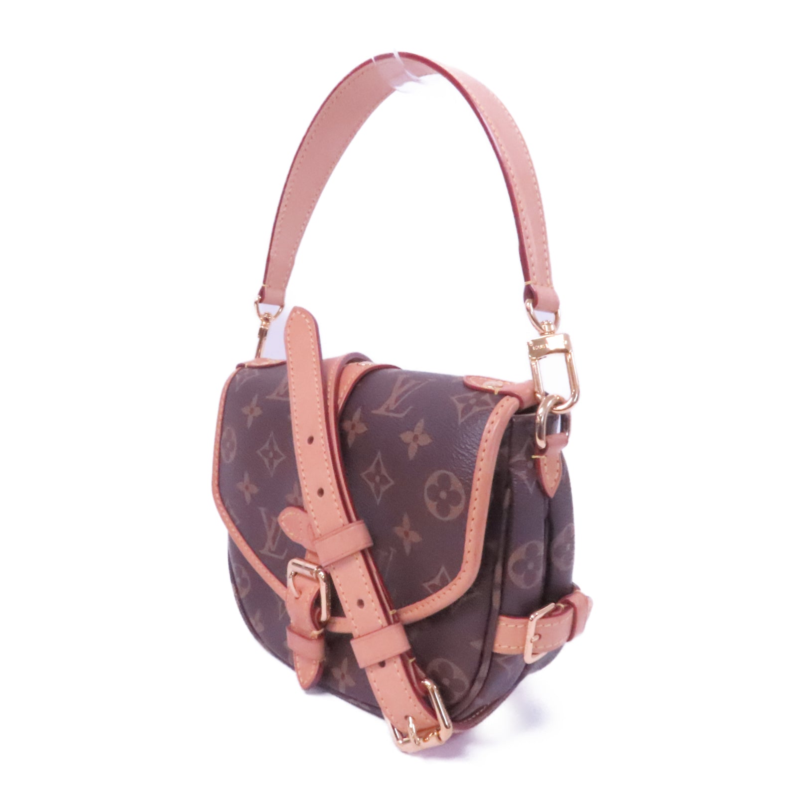 LOUIS VUITTON Monogram Saumur BB金扣手挽肩背兩用袋啡色