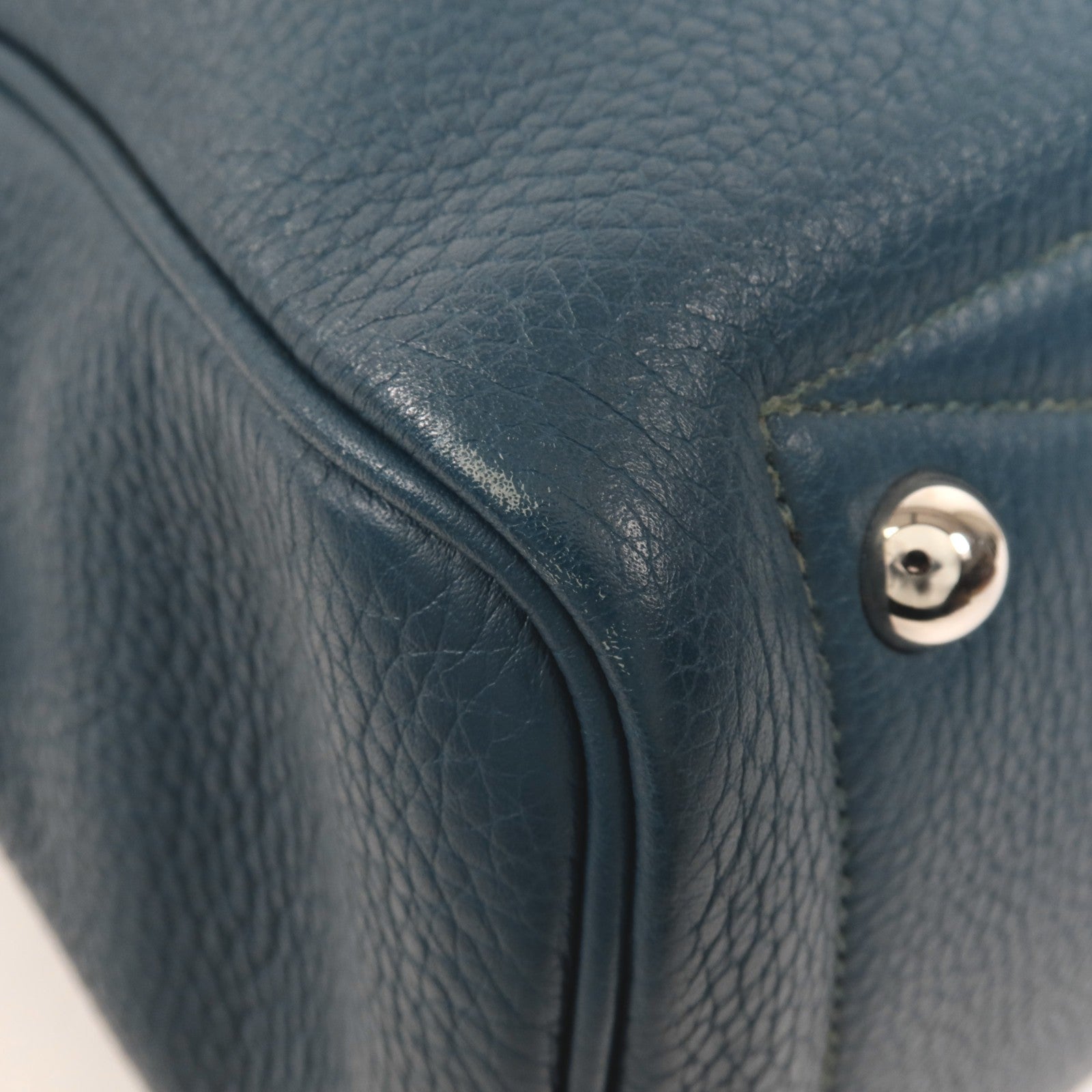 HERMES Clemence皮革Victoria 35銀扣手挽袋Cobalt