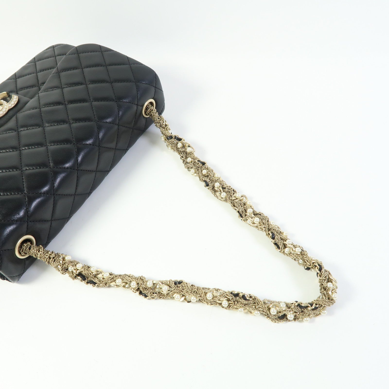 CHANEL 羊皮皮革Chain Shoulder Bag金扣鏈帶肩背袋