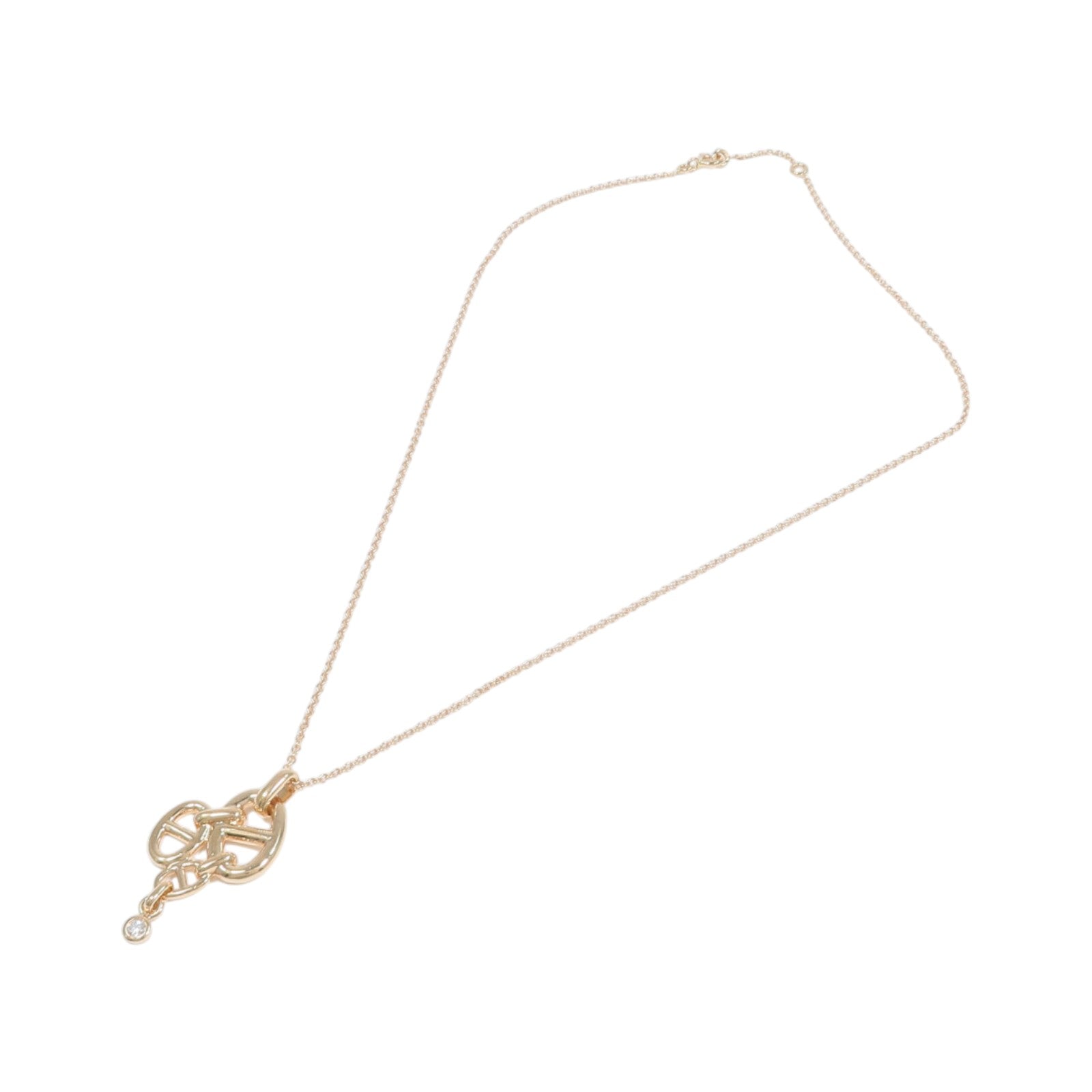 HERMES 18K玫瑰金Chaine d Ancre Chaos鑽石項鍊